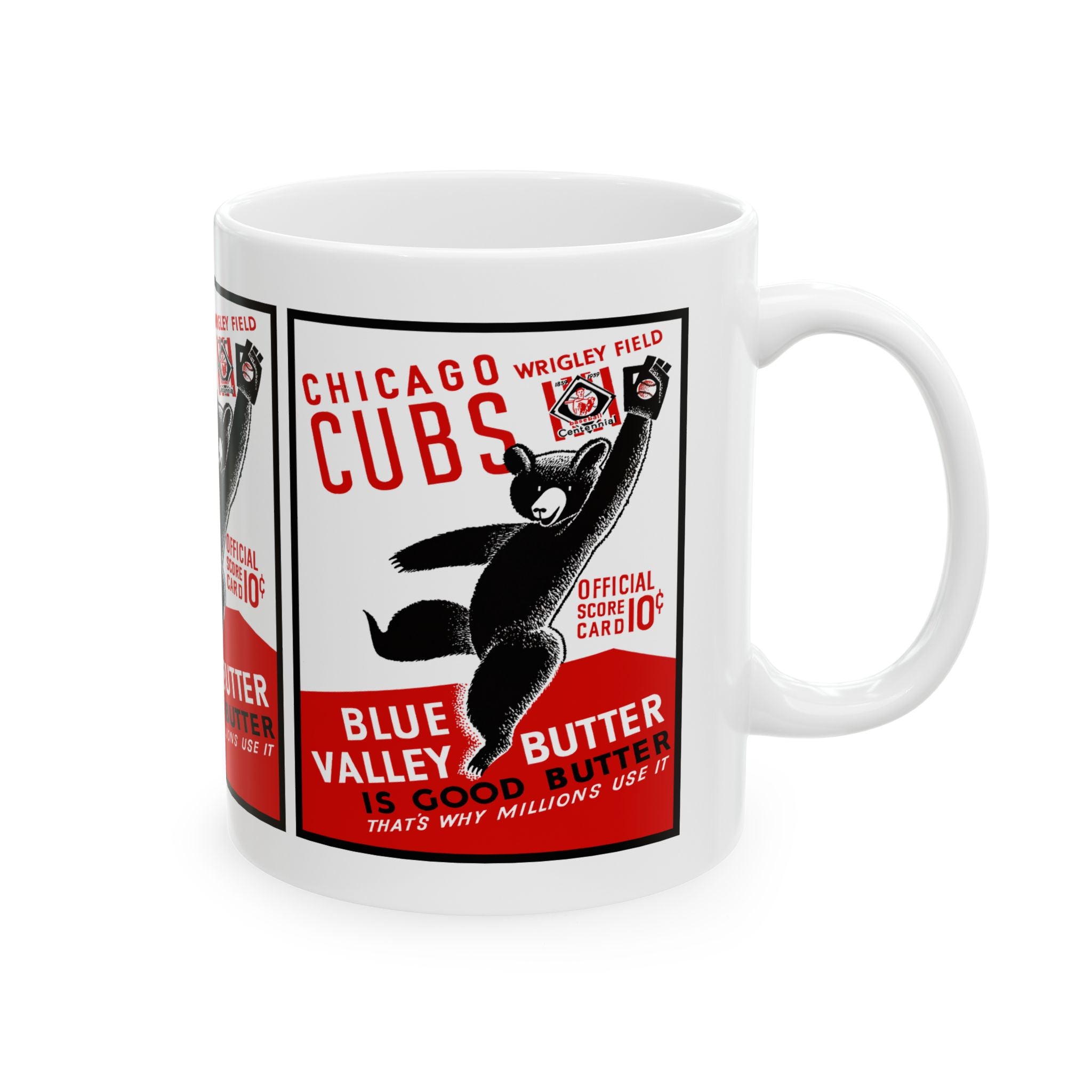 Vintage 1939 Baseball Chicago Cubs Program Ceramic Mug, Collectible Sports Memorabilia, Baseball Fan Gift, Coffee Cup, Tea Mug, Sports Decor