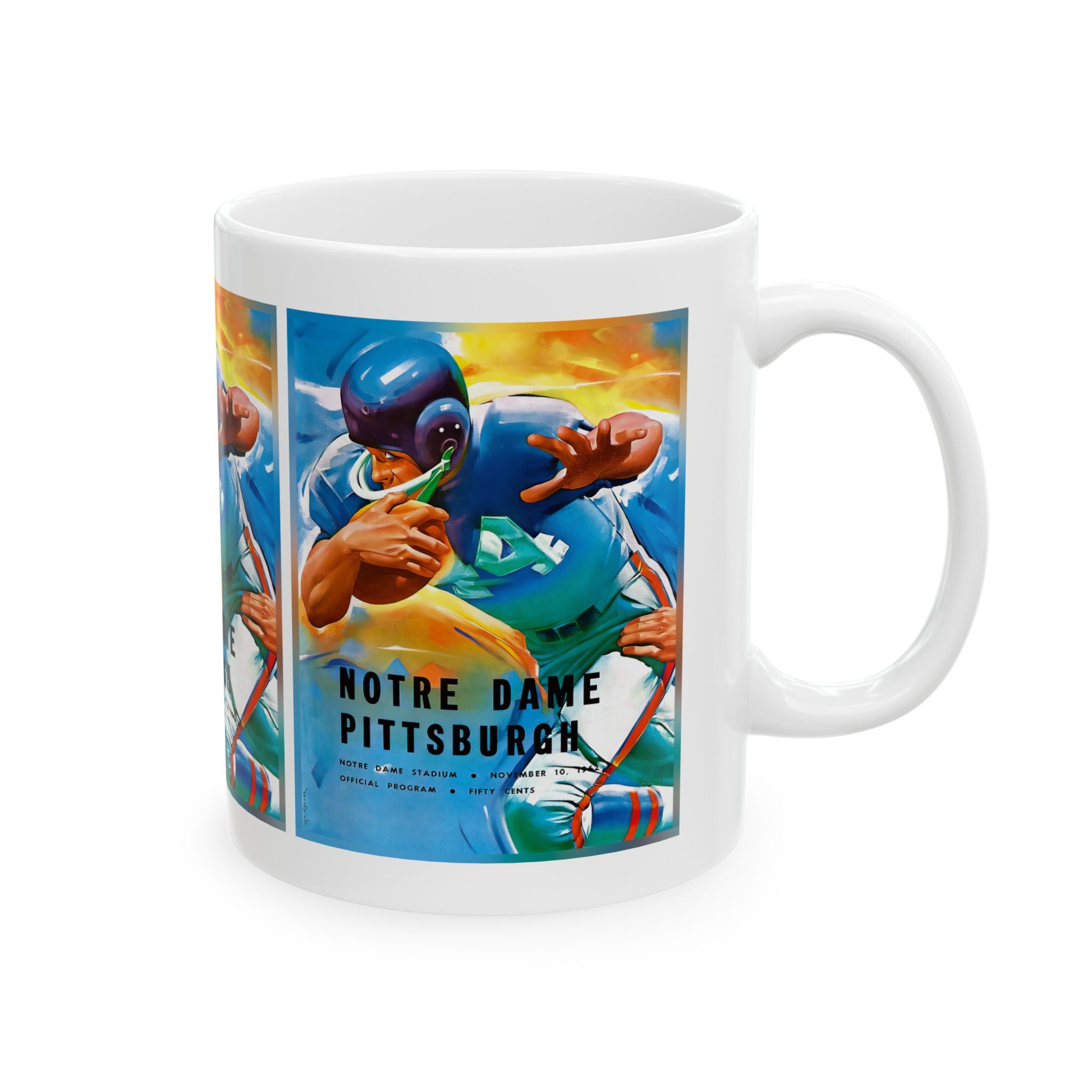 Ceramic Mug, 1962 Football Notre Dame-Pittsburgh, Vintage Sports Mug, Gift for Football Fans, College Football Decor, Sports Memorabilia,