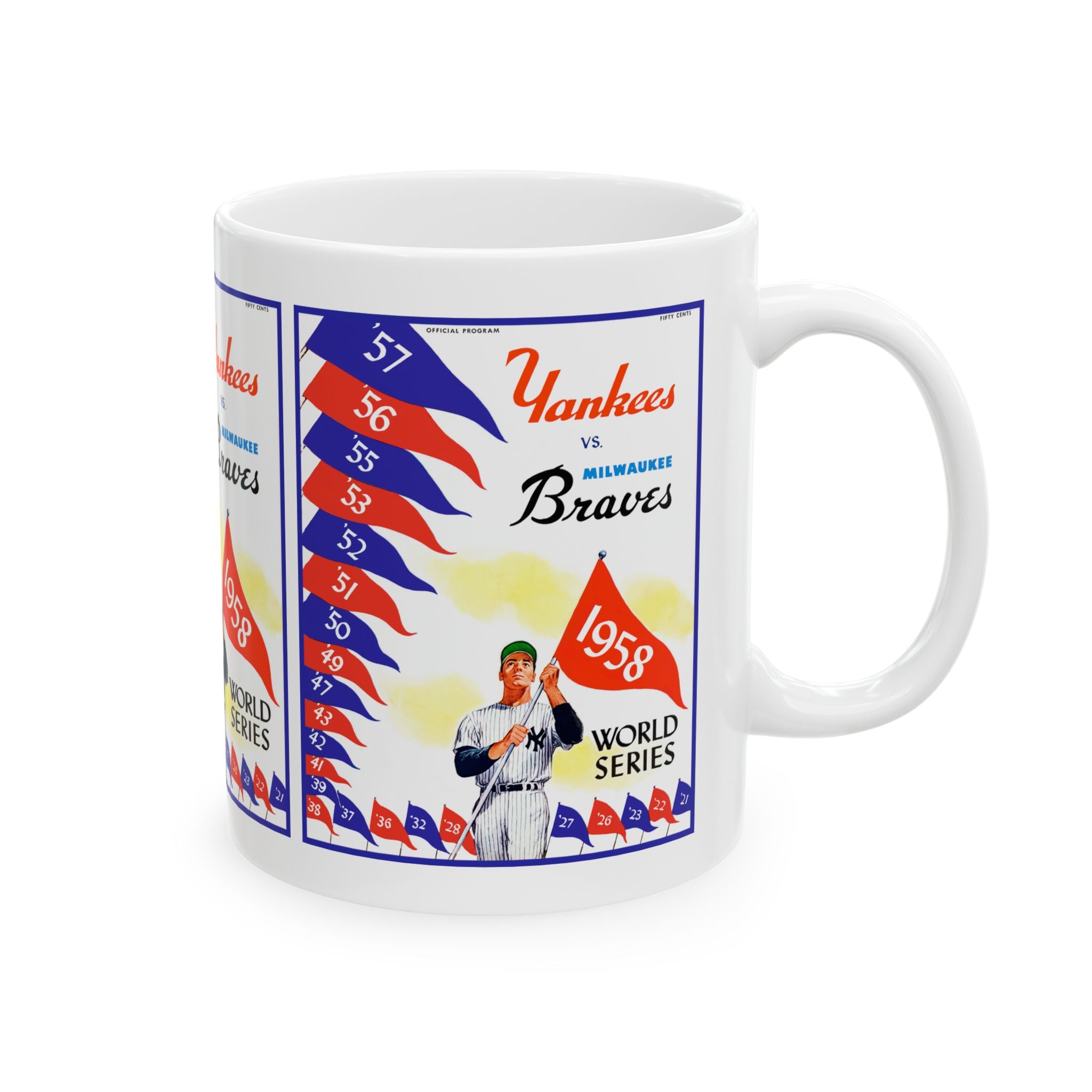 1958 Vintage Milwaukee Braves - New York Yankees World Series Program Cover - Ceramic Mug, 11oz