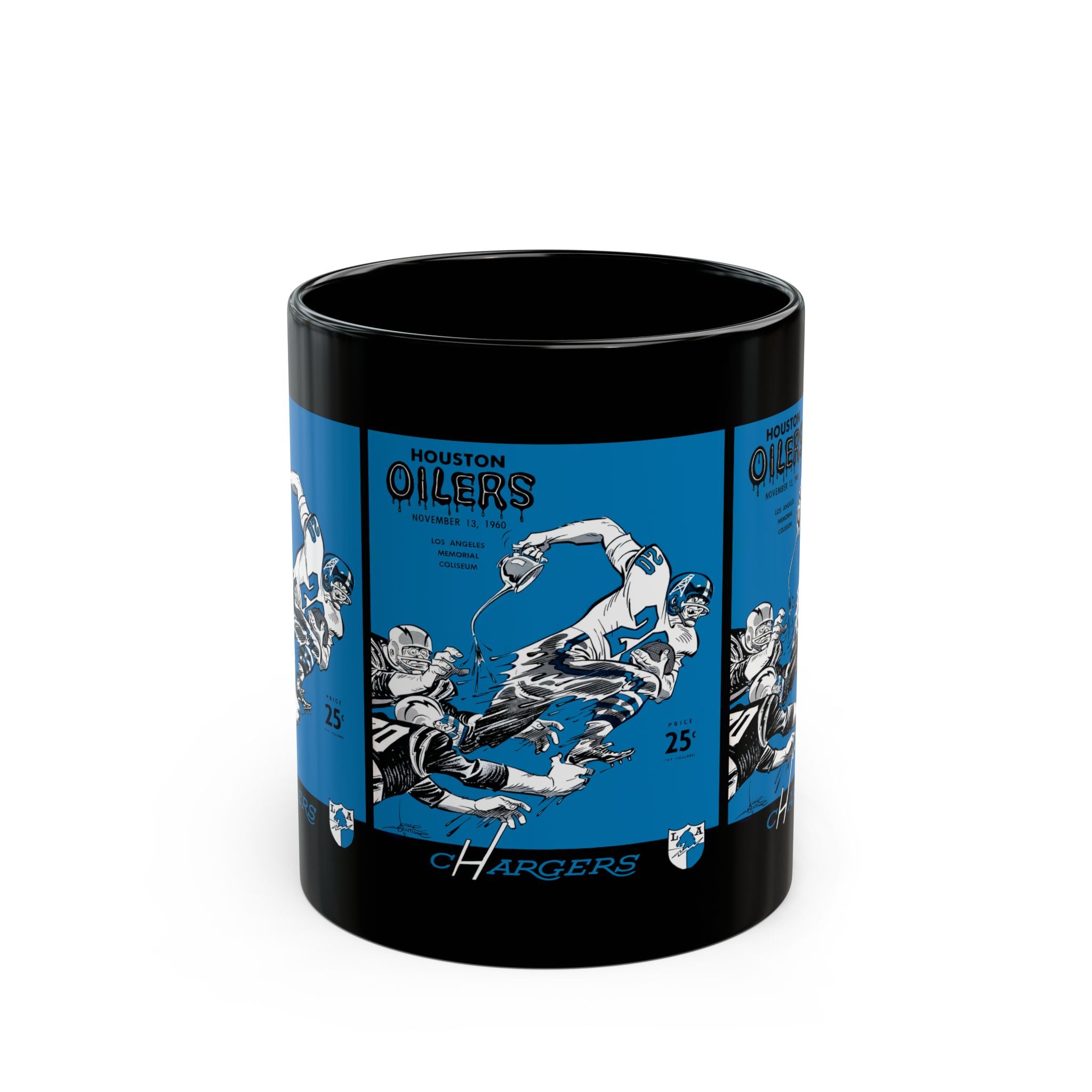 1960 Vintage Houston Oilers - Los Angeles Chargers Football Program Cover - Black Mug 11 oz