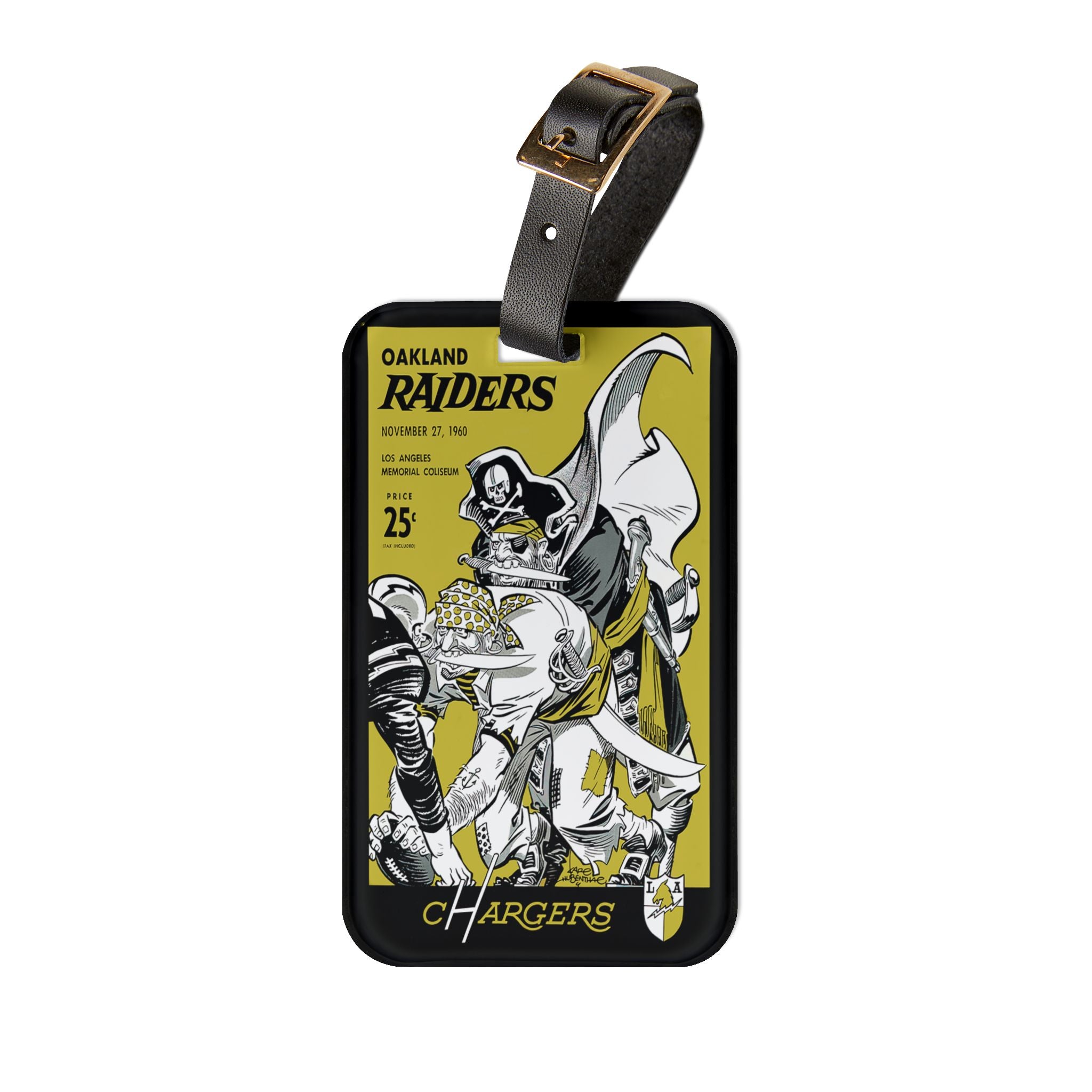 Vintage Football Luggage Tag, 1960 Oakland Raiders-Los Angeles Chargers, Bag Tag, Suitcase Identifier, Travel Accessory, Sports Fan Gift