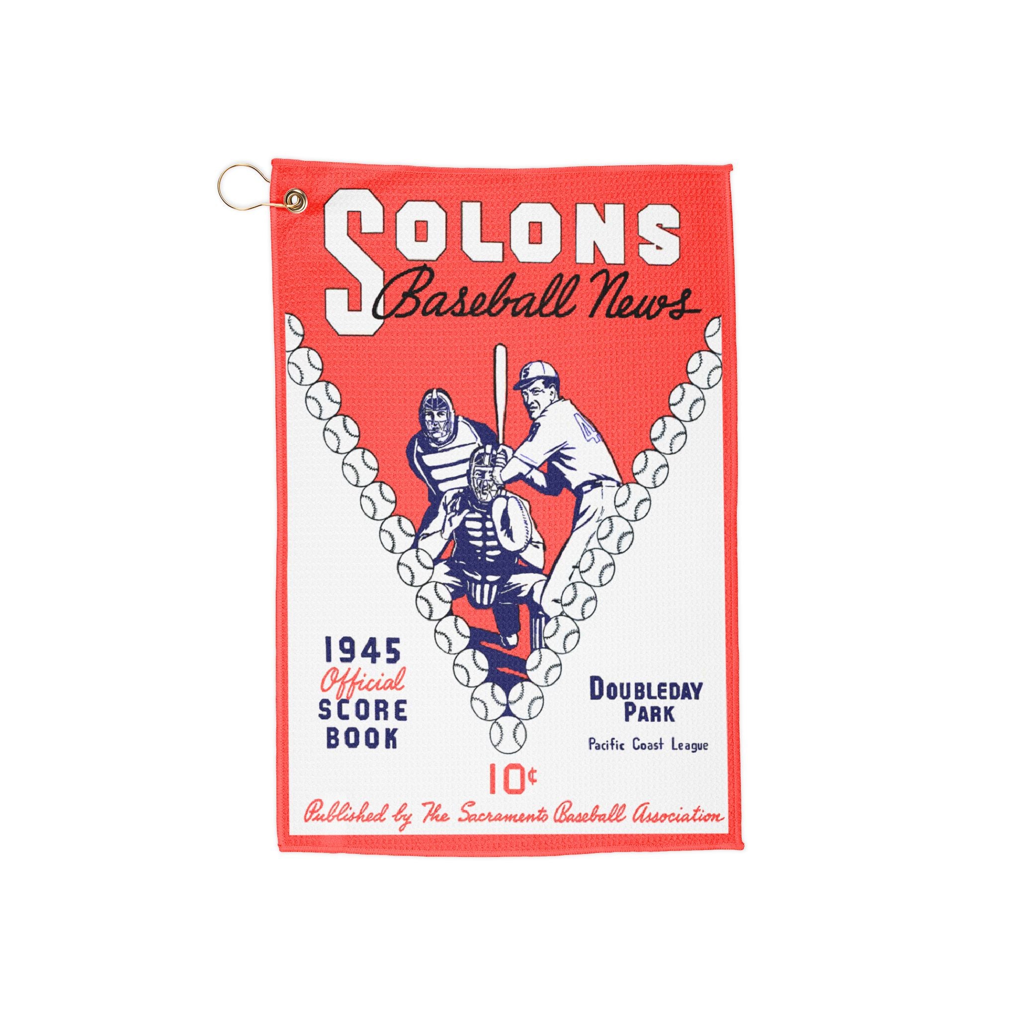 Vintage 1945 Baseball Sacramento Solons Golf Towel - Sports Towel, Gift for Baseball Fans, Retro Sports Decor, Vintage Baseball Memorabilia,