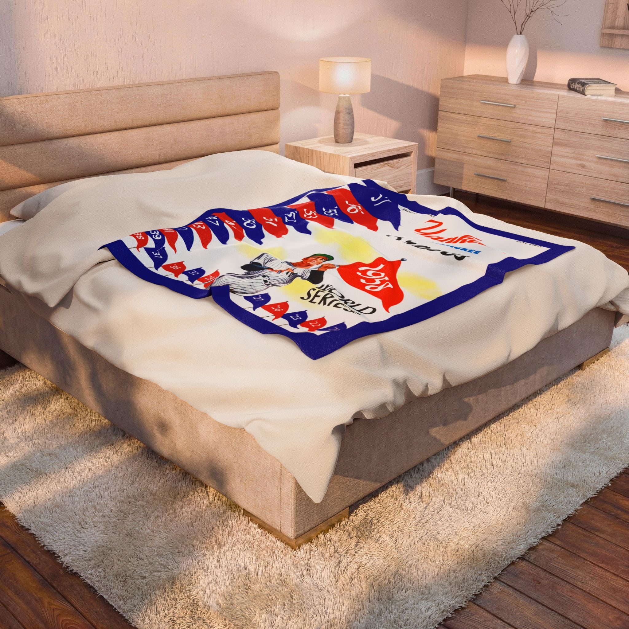 Vintage Baseball World Series Blanket, Yankee vs Braves 1958, Sports Fan Gift, Throw, Bedding Decor, Sofa Couch Cover, Home Decor