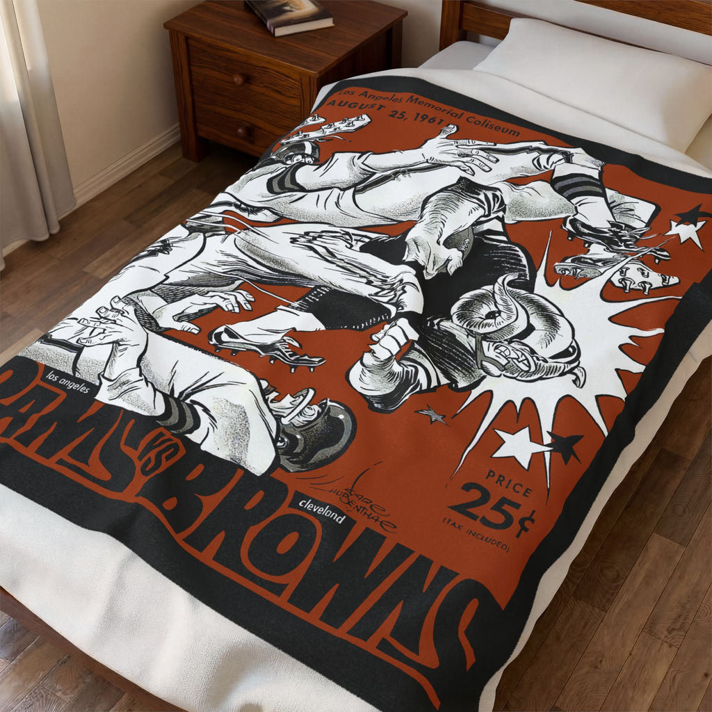 1961 Rams vs Browns Vintage Football Velveteen Plush Blanket