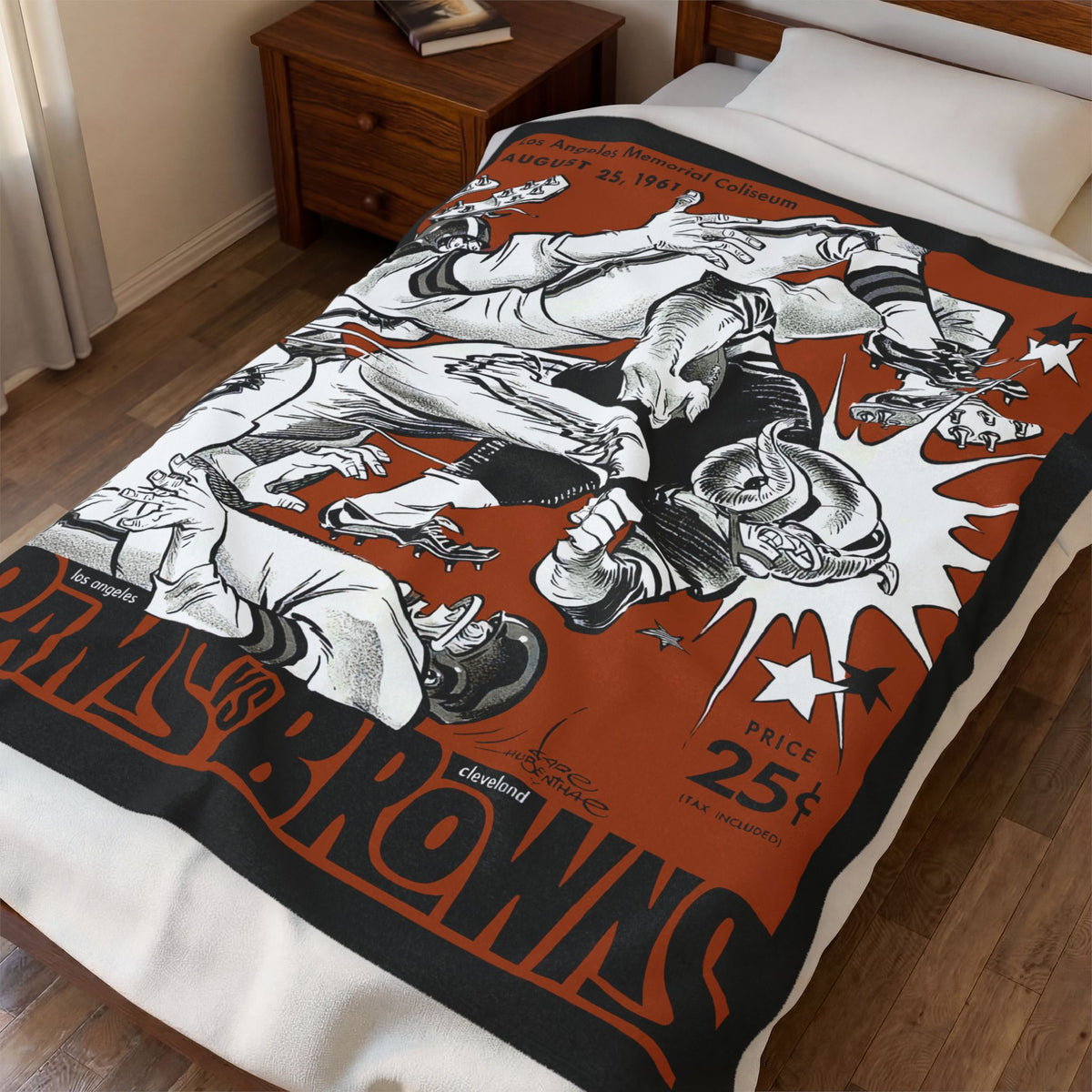 1961 Rams vs Browns Vintage Football Velveteen Plush Blanket