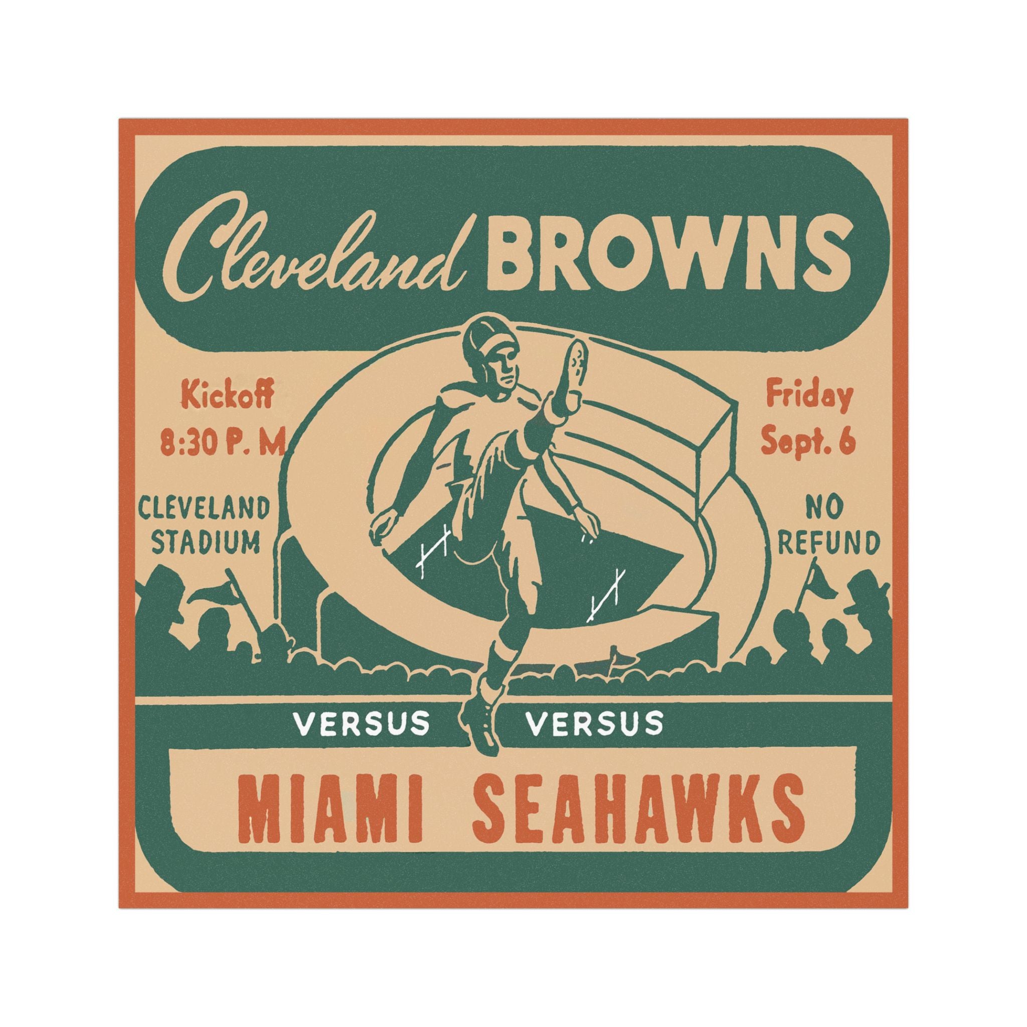 Vintage 1946 Browns vs. Seahawks AAFC Football Car Magnet