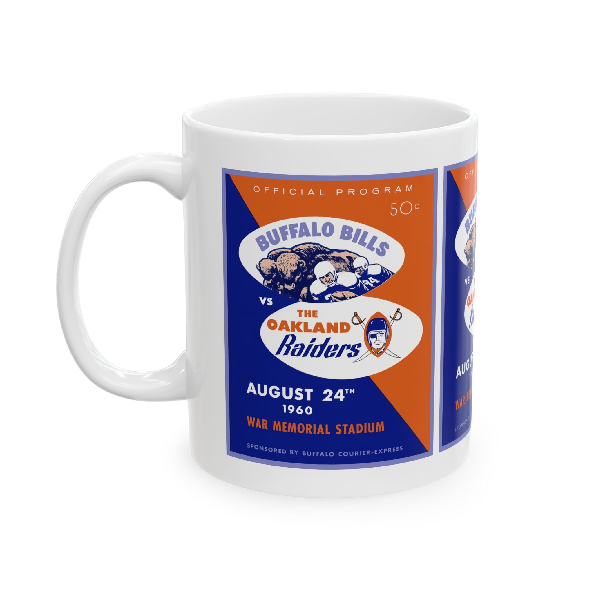 1960 Football Buffalo-Oakland Mug | Vintage Ceramic Coffee Cup 11 oz, 15 oz