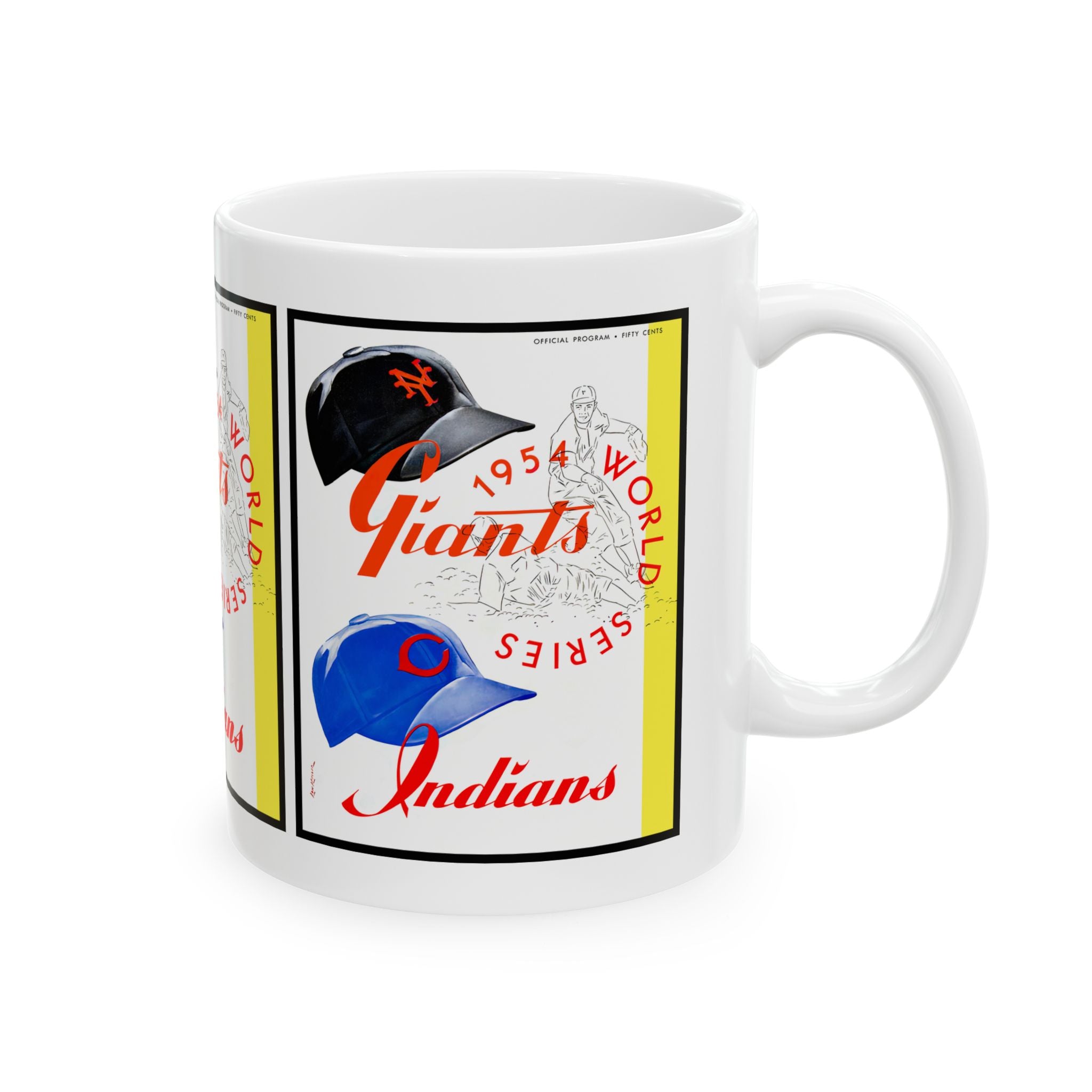 Baseball World Series Ceramic Mug, 1954 New York Giants-Cleveland, Sports Fan Gift, Collectible Cup, Vintage Baseball Memorabilia, Coffee