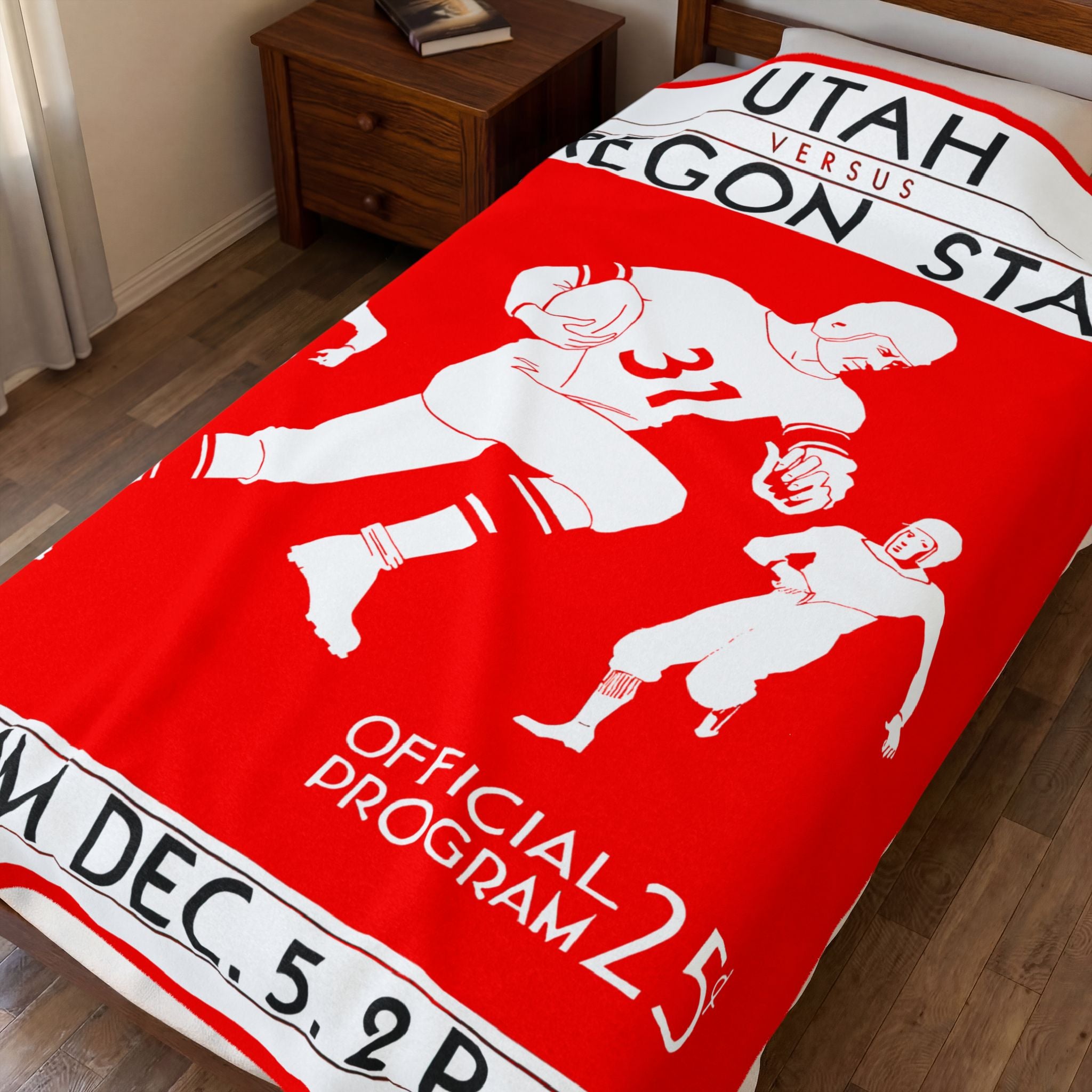 Velveteen Plush Blanket - 1931 Utah Oregon State Football Program, Cozy Blanket, Gift for Sports Fans, Home Decor, Game Day Throw, Unique
