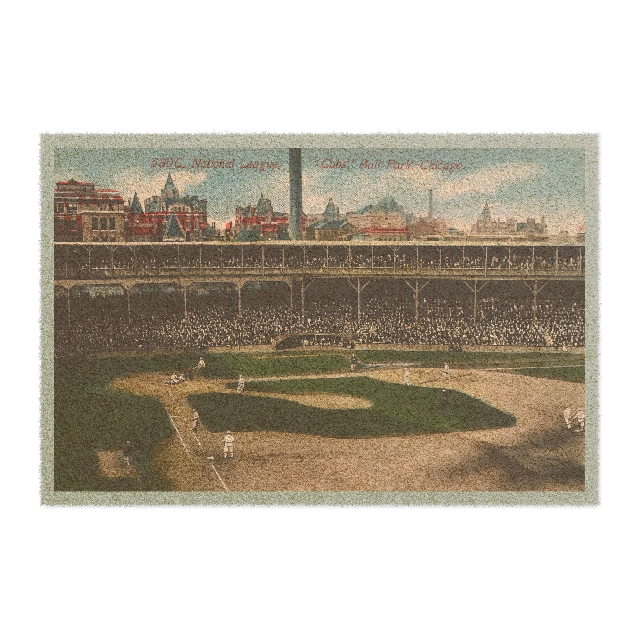 1912 Baseball Cubs Ballpark Postcard Doormat | Vintage Baseball Stadium
