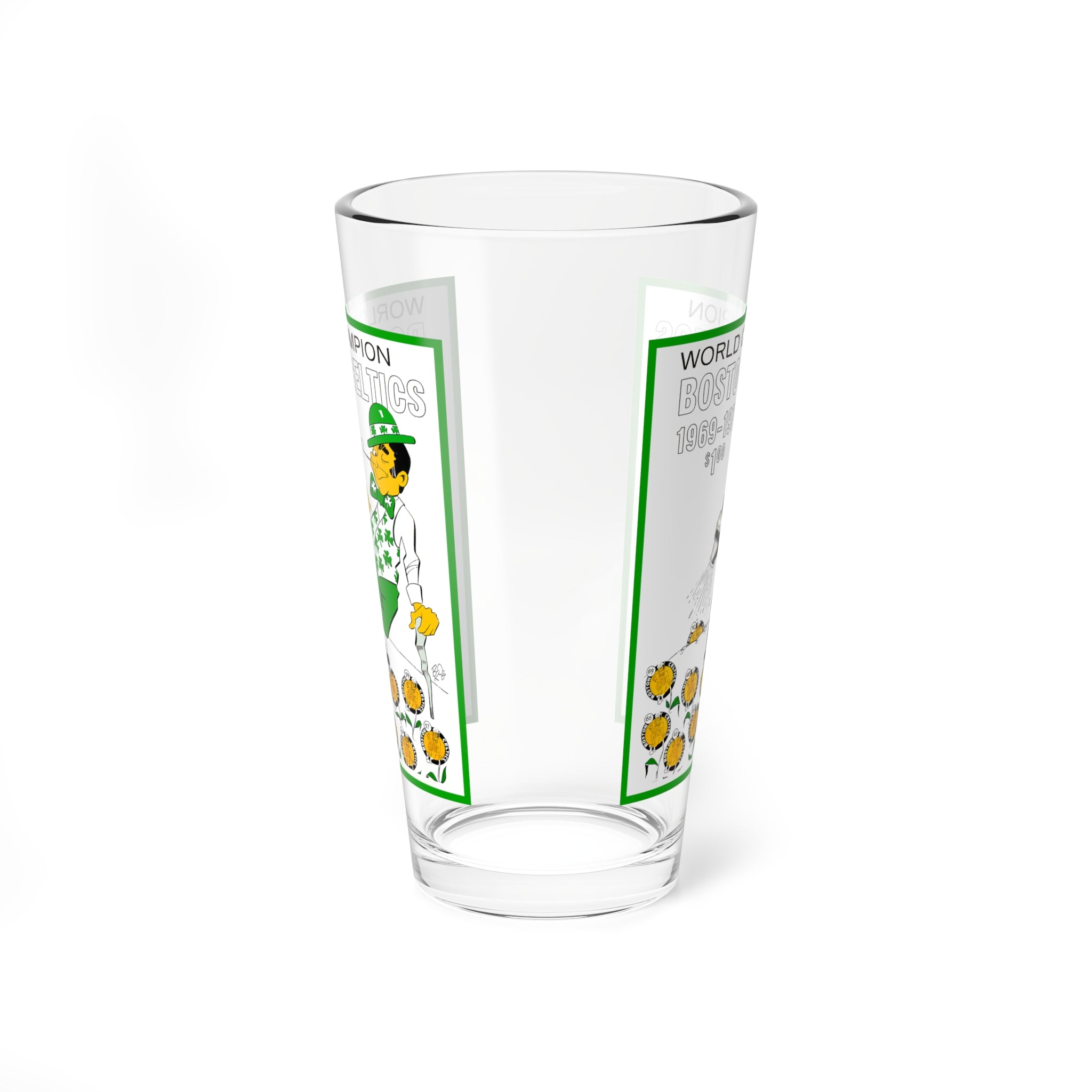 Mixing Glass, 16oz - 1969-1970 Basketball Boston Celtics, Sports Fan Gift, Retro Basketball Design, Vintage NBA Glass, Barware Decor,