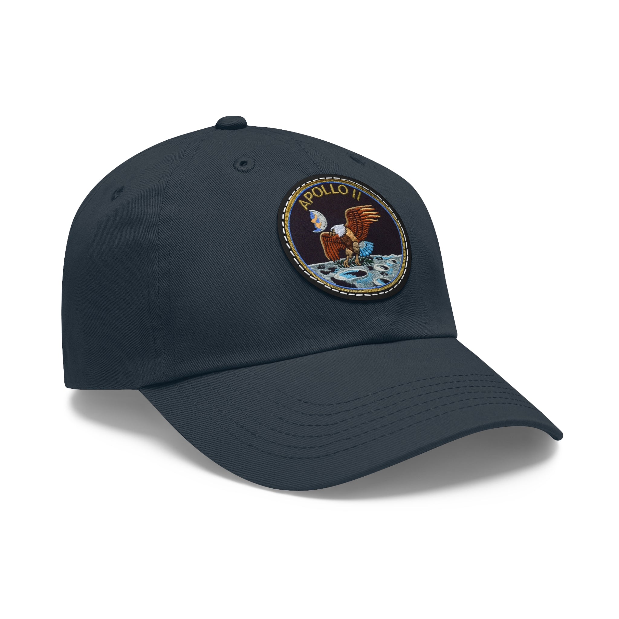 NASA Apollo 11 - Flight Patch - Dad Hat with Leather Patch (Round)