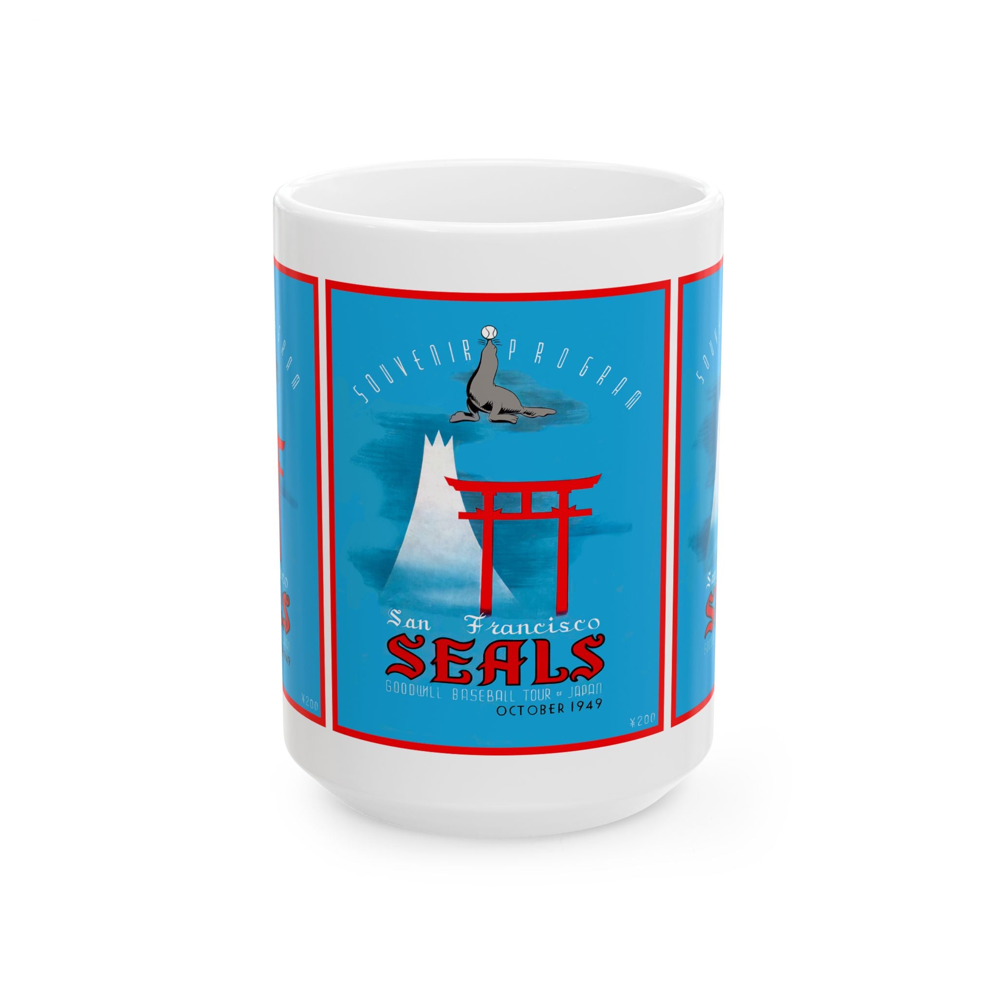 Ceramic Mug, 1949 Baseball San Francisco Seals Japan Tour, Vintage Sports Lover Gift, Baseball Fan Mug, Coffee Cup, Gift for Him, Retro