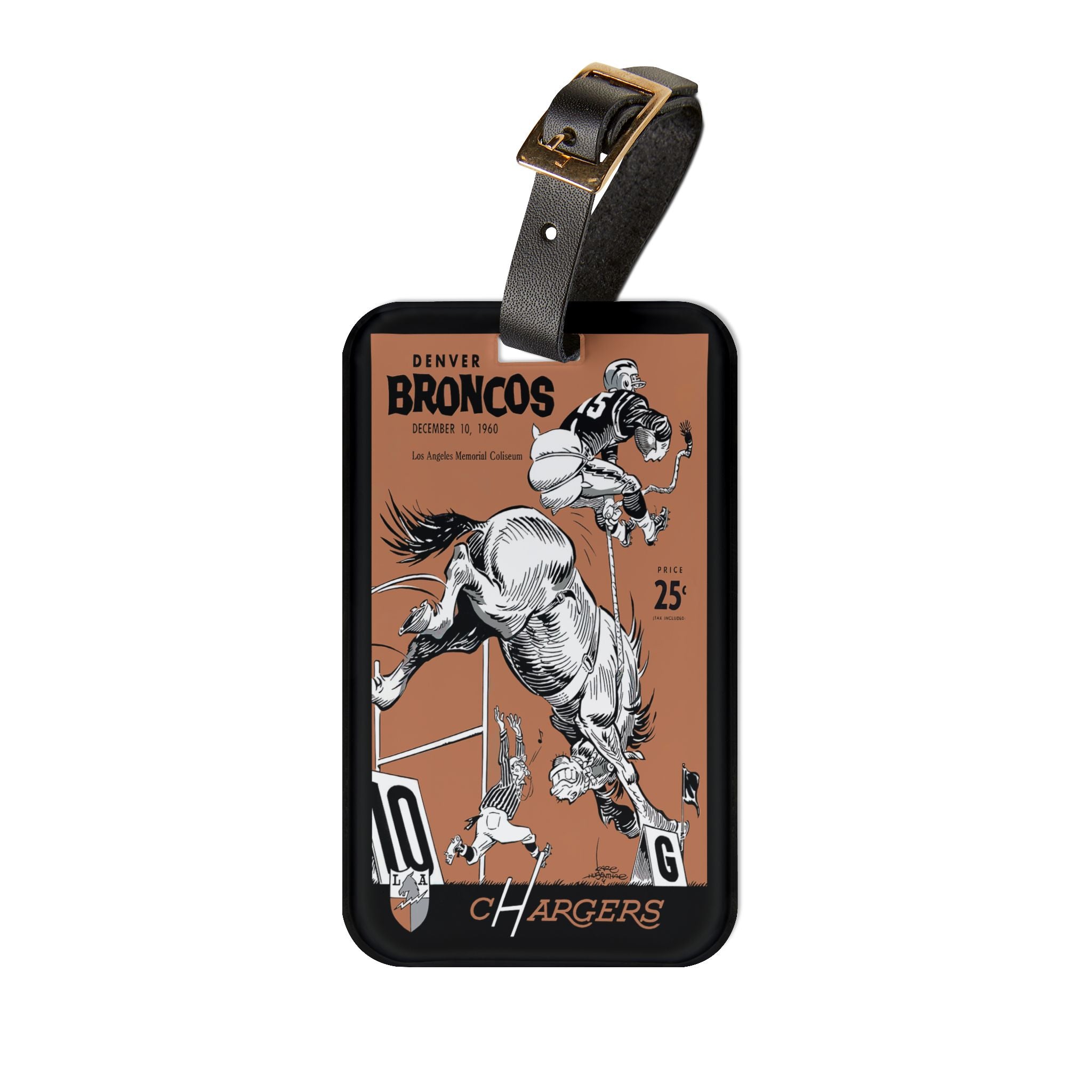1960 Broncos vs Chargers Football Luggage Tag