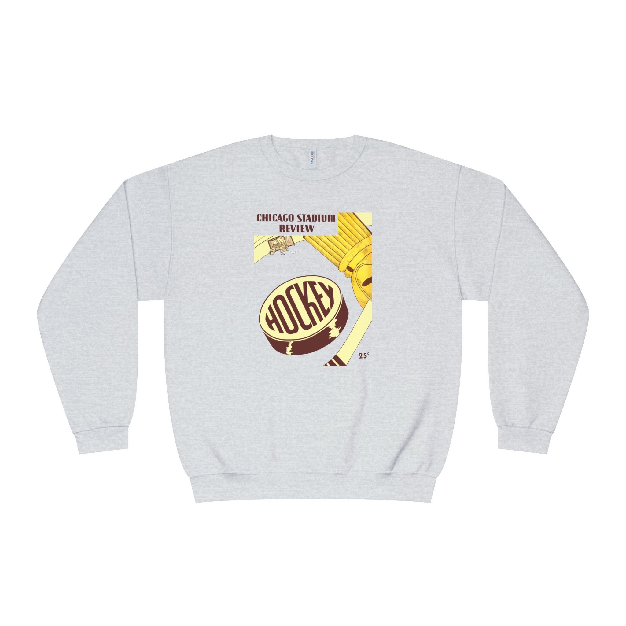 1947-1948 Vintage Chicago Black Hawks Hockey Program Cover  -  NuBlend® Crewneck Sweatshirt
