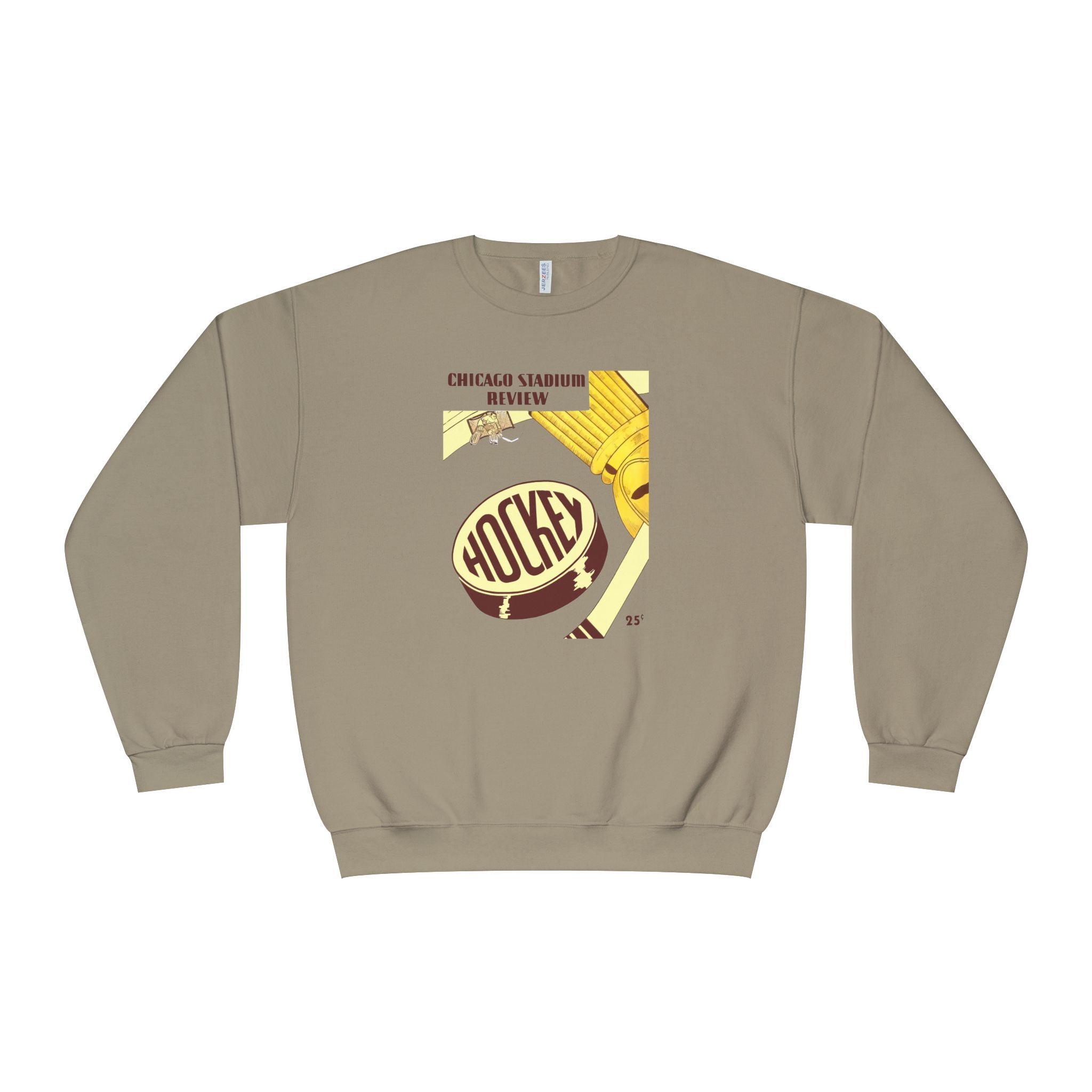 1947-1948 Vintage Chicago Black Hawks Hockey Program Cover  -  NuBlend® Crewneck Sweatshirt