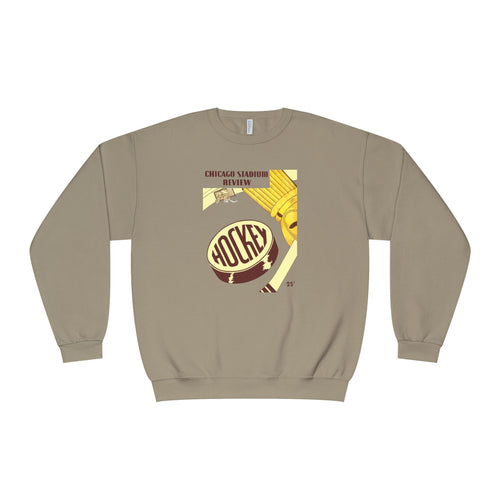 1947-1948 Vintage Chicago Black Hawks Hockey Program Cover  -  NuBlend® Crewneck Sweatshirt