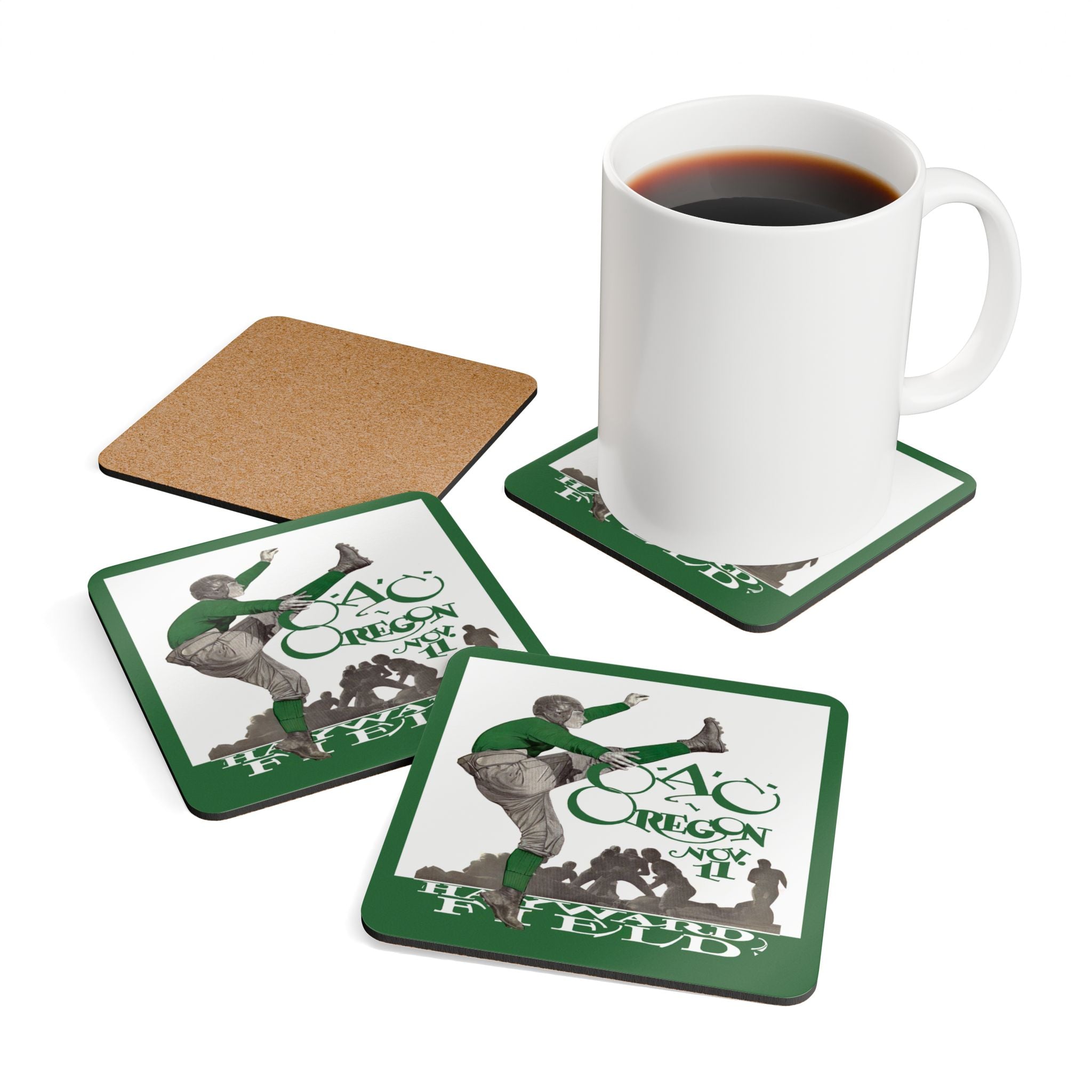 1927 Vintage Oregon State Beavers- University of Oregon Ducks Football Program Cover - Corkwood Coaster Set