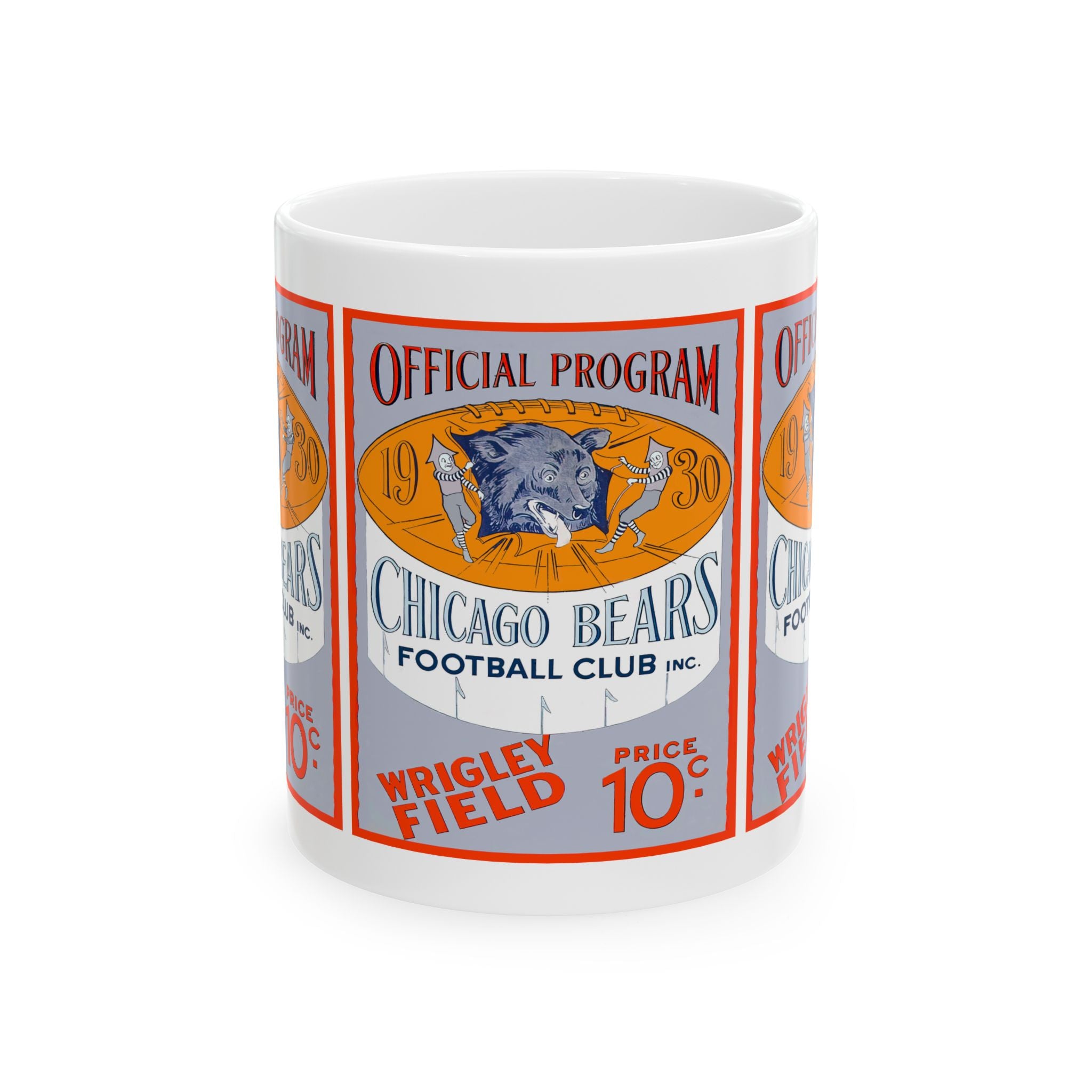 Ceramic Mug, 1930 Vintage Chicago Bears Football Program Cover, Sports Fan Gift, Coffee Cup, Tea Mug, Unique Souvenir, Football Memorabilia,
