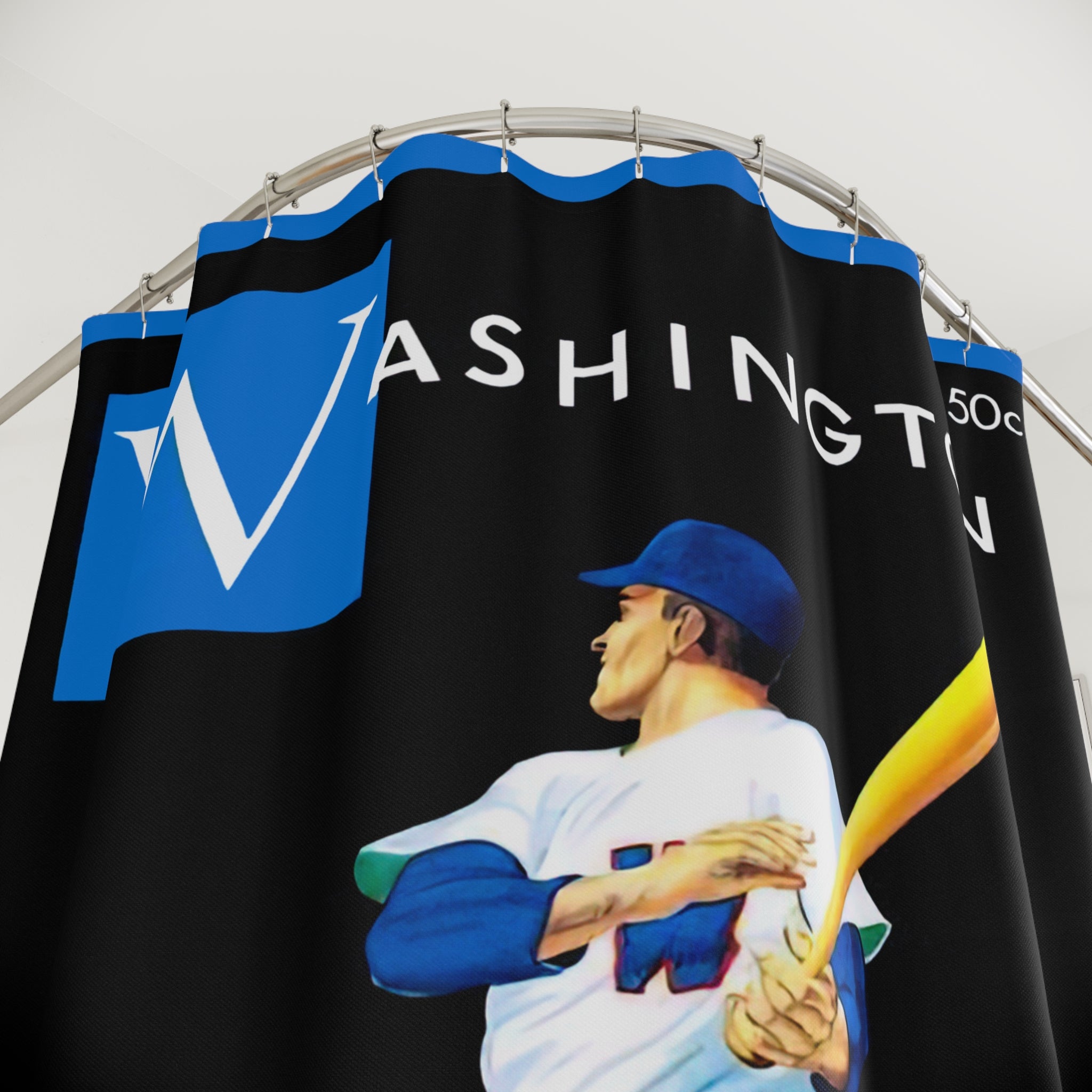 Vintage 1952 Baseball Washington Nationals Shower Curtain, Sports Fan Bathroom Decor, Baseball Memorabilia Home Decoration, Unique Gift for