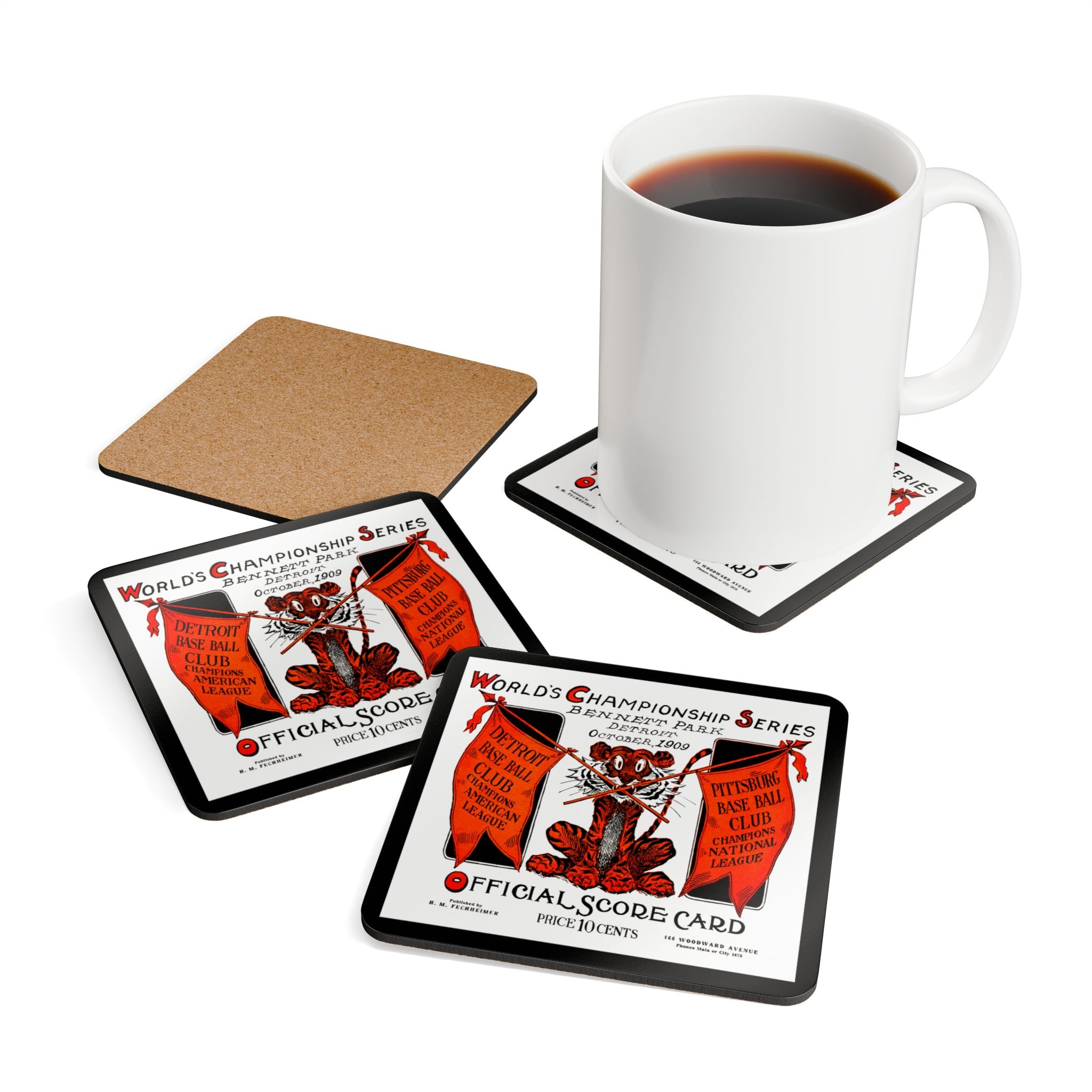 Baseball 1909 World Series Coaster Tigers Pirates Memorabilia, Sports Coaster, Sports Fan Gift, Baseball Collectibles, Kitchen Decor