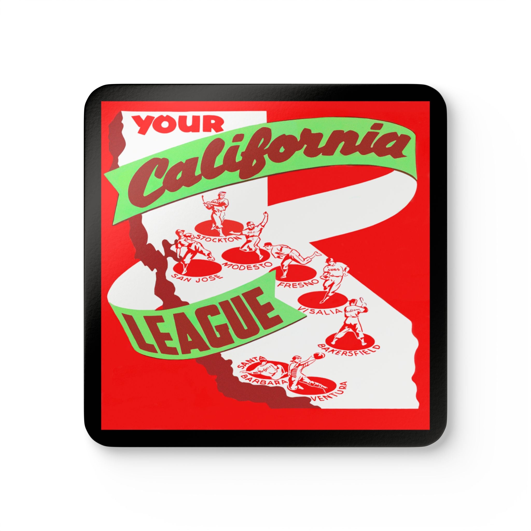 California League Memorabilia, 1949 Baseball - Corkwood Coaster Set