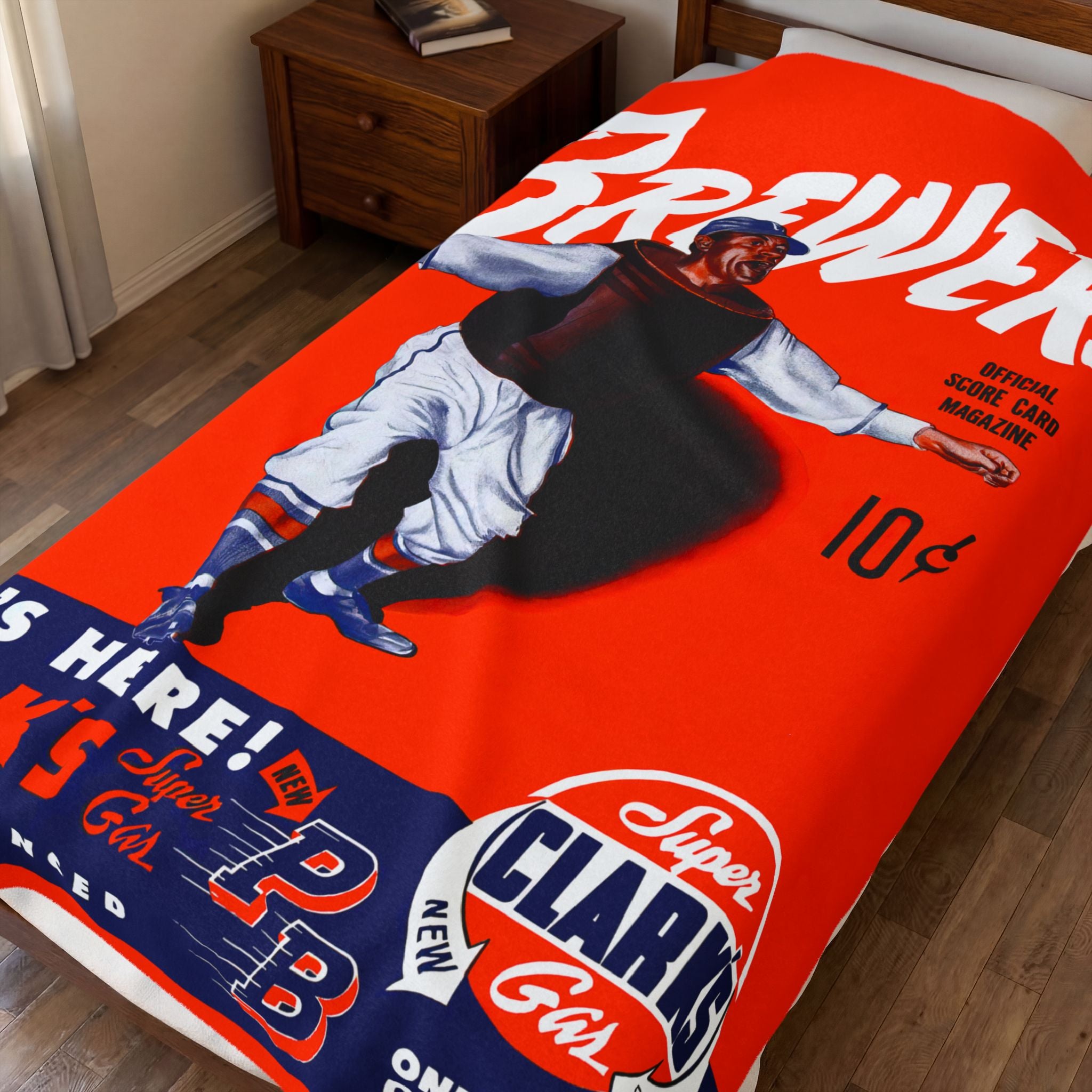 Milwaukee Brewers 1951 Vintage Program Cover Velveteen Plush Blanket