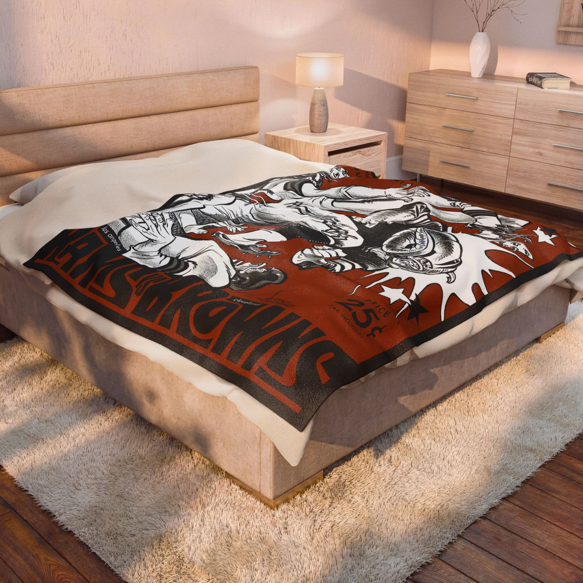 1961 Rams vs Browns Vintage Football Velveteen Plush Blanket