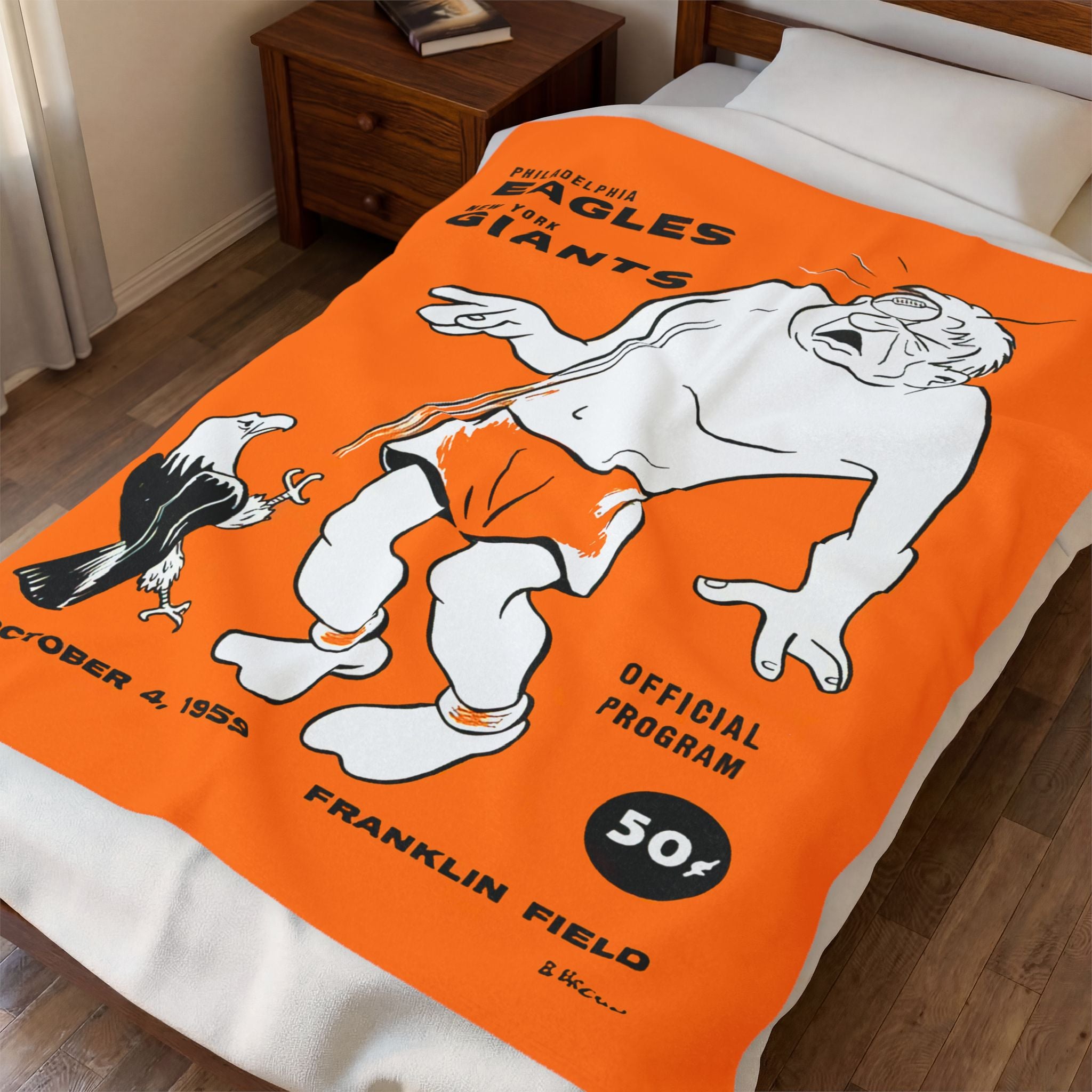 Plush Blanket, Vintage 1959 Philadelphia Eagles New York Giants Football Design - Gift for Football Fans,  Football Blanket, Sports Bedding