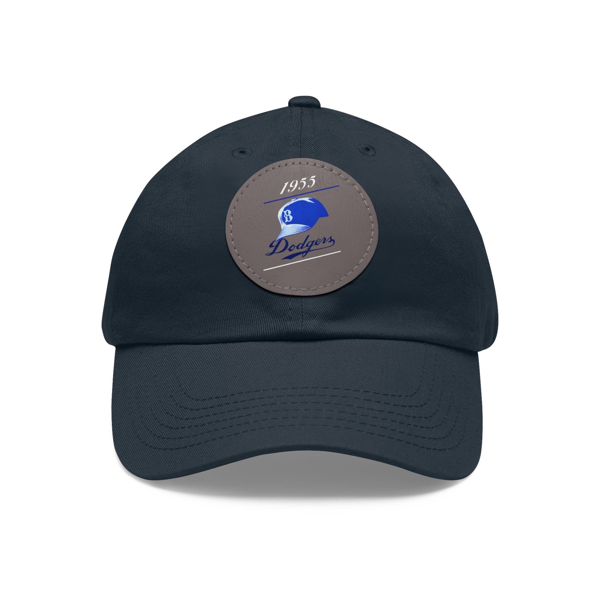 1955 Brooklyn Dodgers Baseball - Dad Hat with Leather Patch (Round)