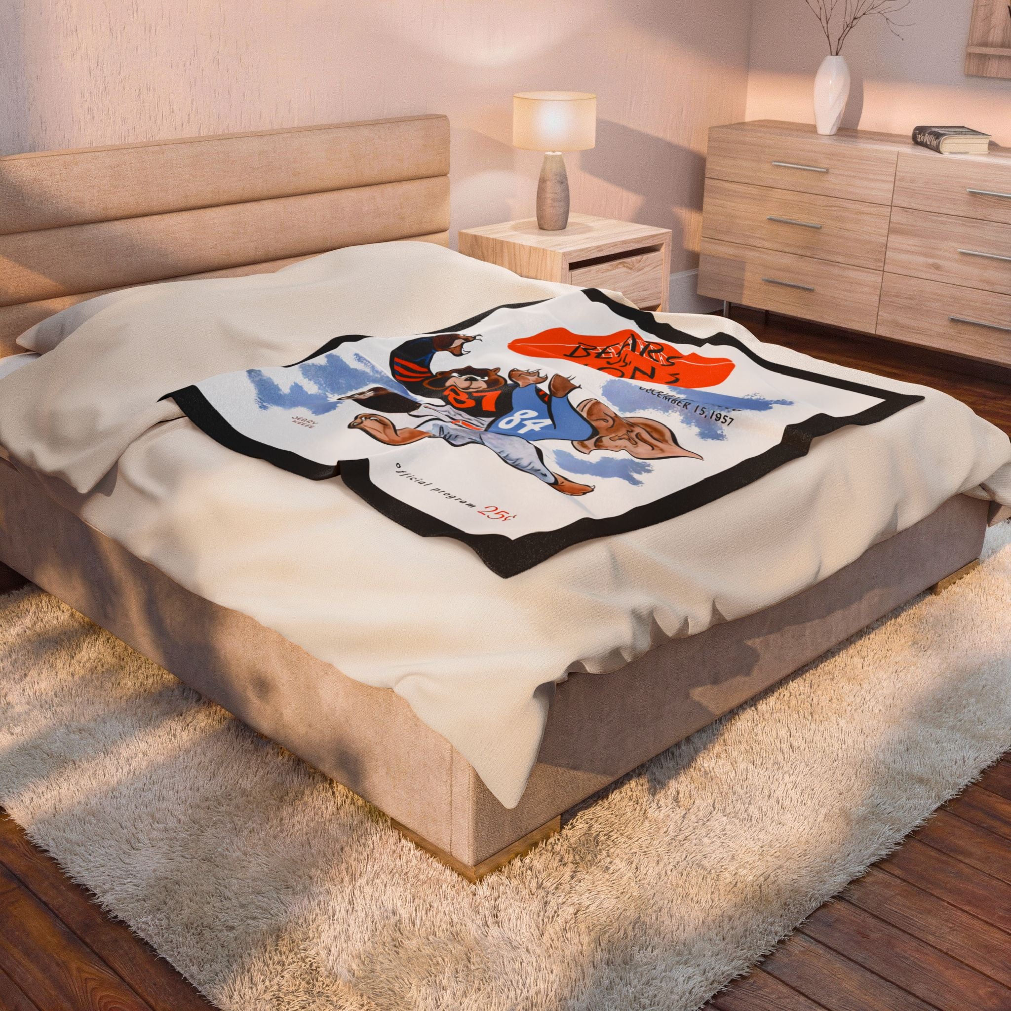 Plush Blanket, 1957 Football Chicago Bears Detroit Lions Design, Sports Fan Gift, Game Day Throw, Football Memorabilia, Cozy Home Decor