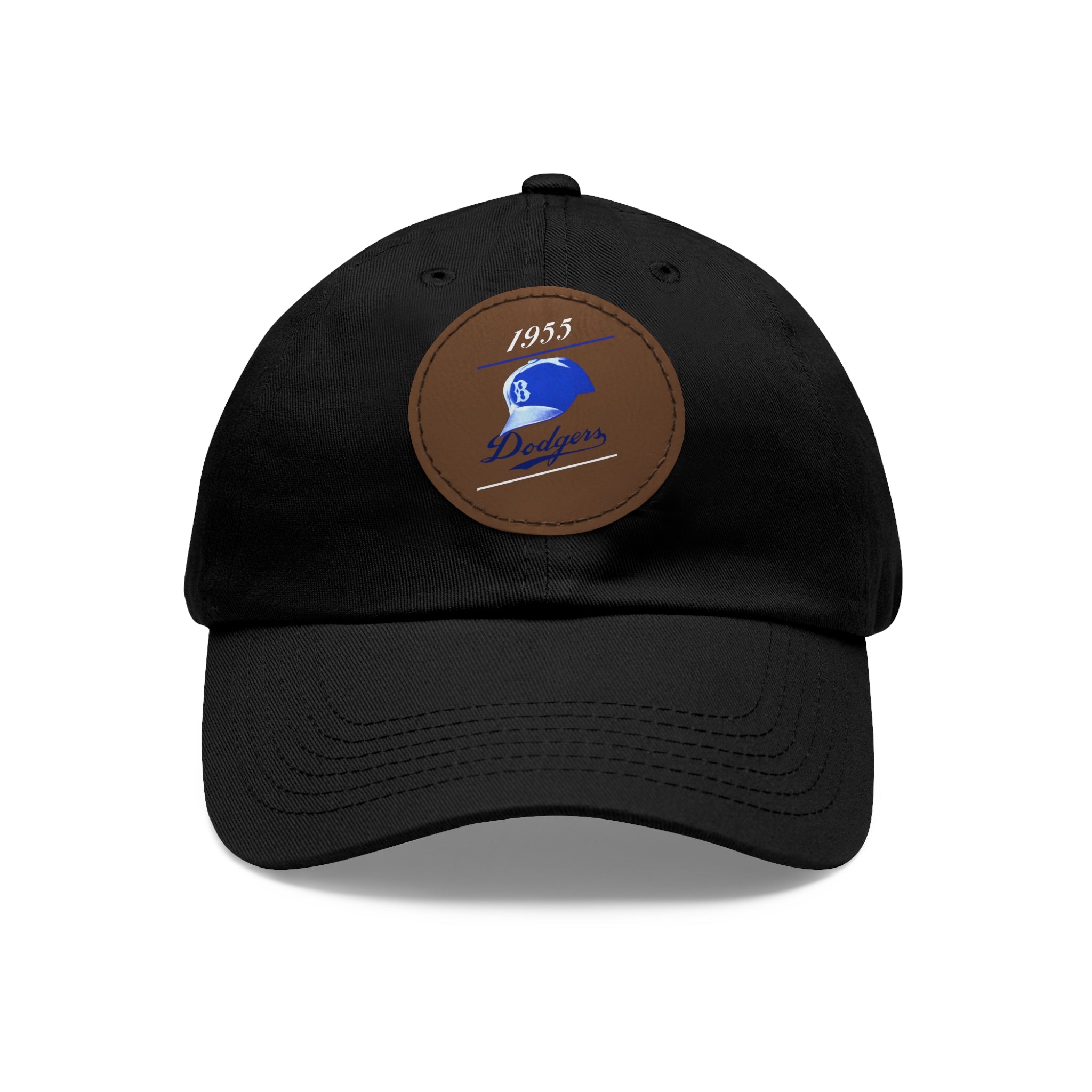1955 Brooklyn Dodgers Baseball - Dad Hat with Leather Patch (Round)
