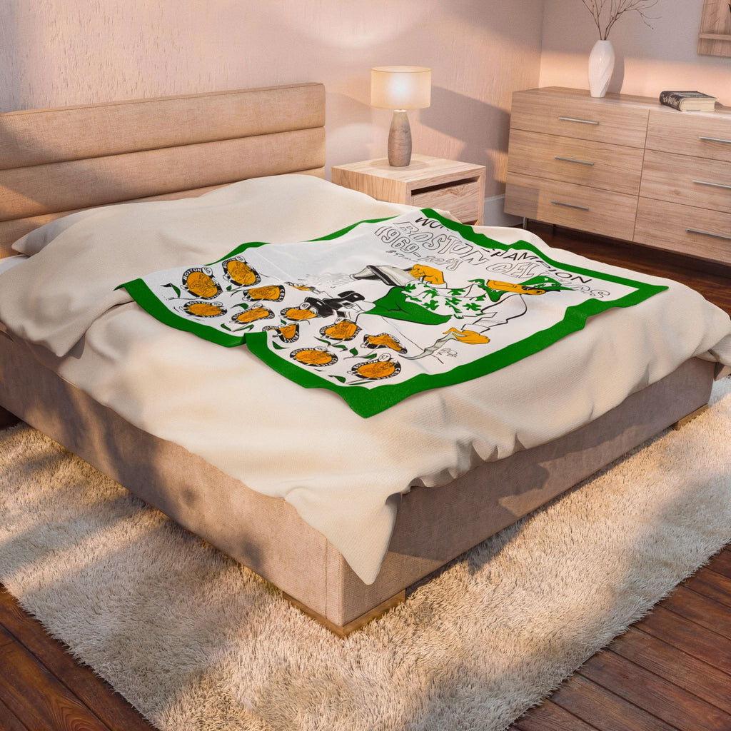 1969-1970 Boston Celtics Velveteen Plush Blanket – World Champion