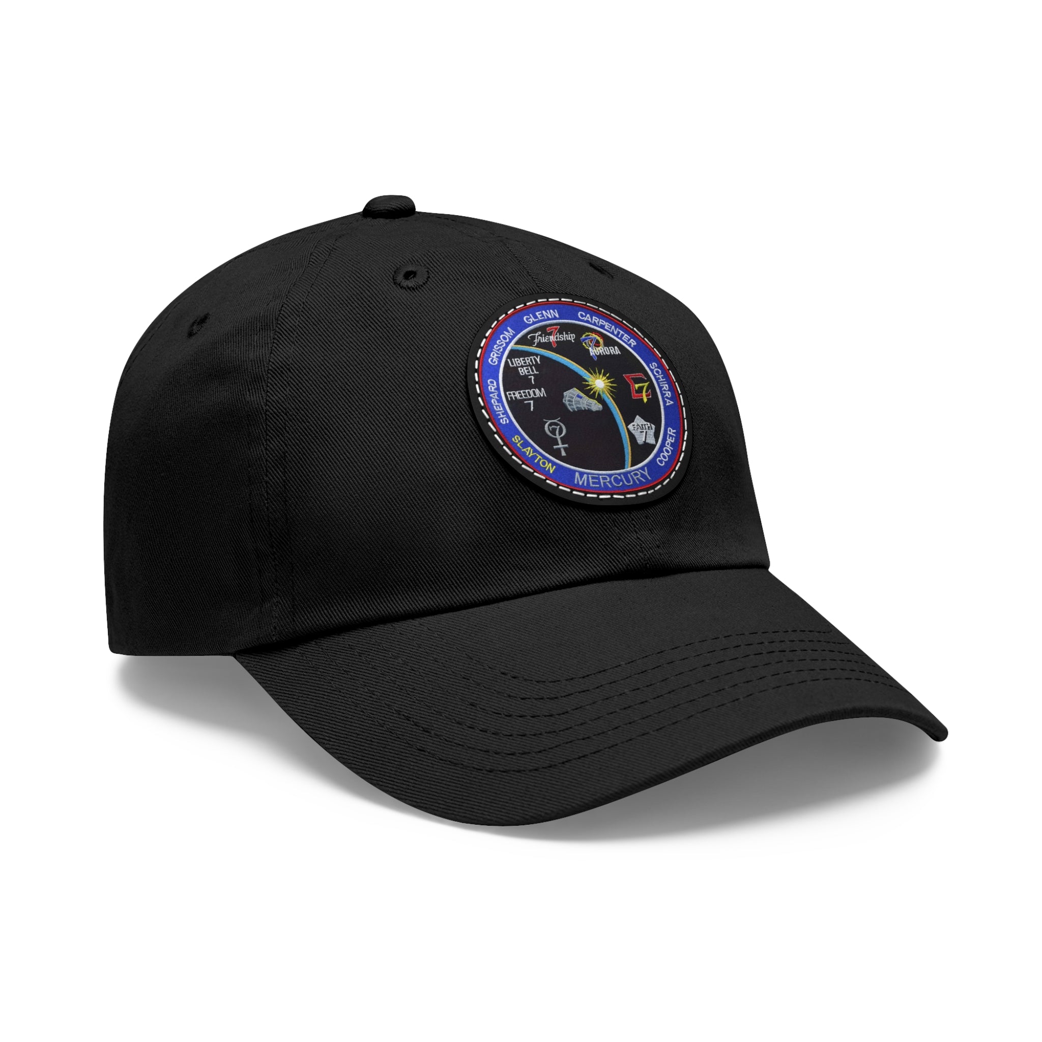 NASA Mercury Program - Flight Patch - Dad Hat with Leather Patch (Round)