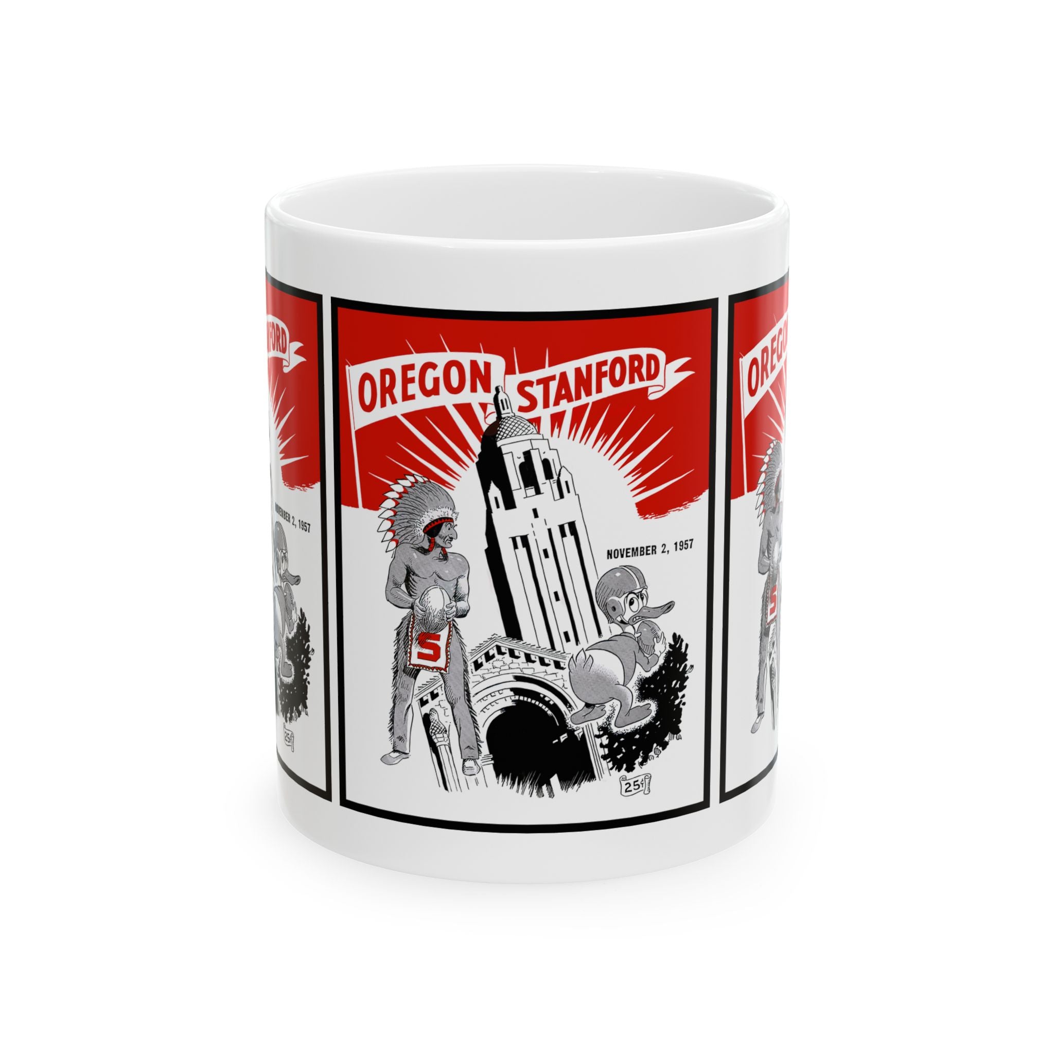 Vintage 1957 Oregon Stanford Football Ceramic Mug, Sports Fan Gift, College Football Memorabilia, Retro Coffee Cup, Football Enthusiast