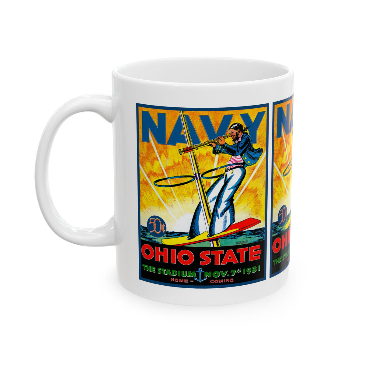 1931 Navy vs Ohio State Vintage Football Program Ceramic Mug (11oz & 15oz)