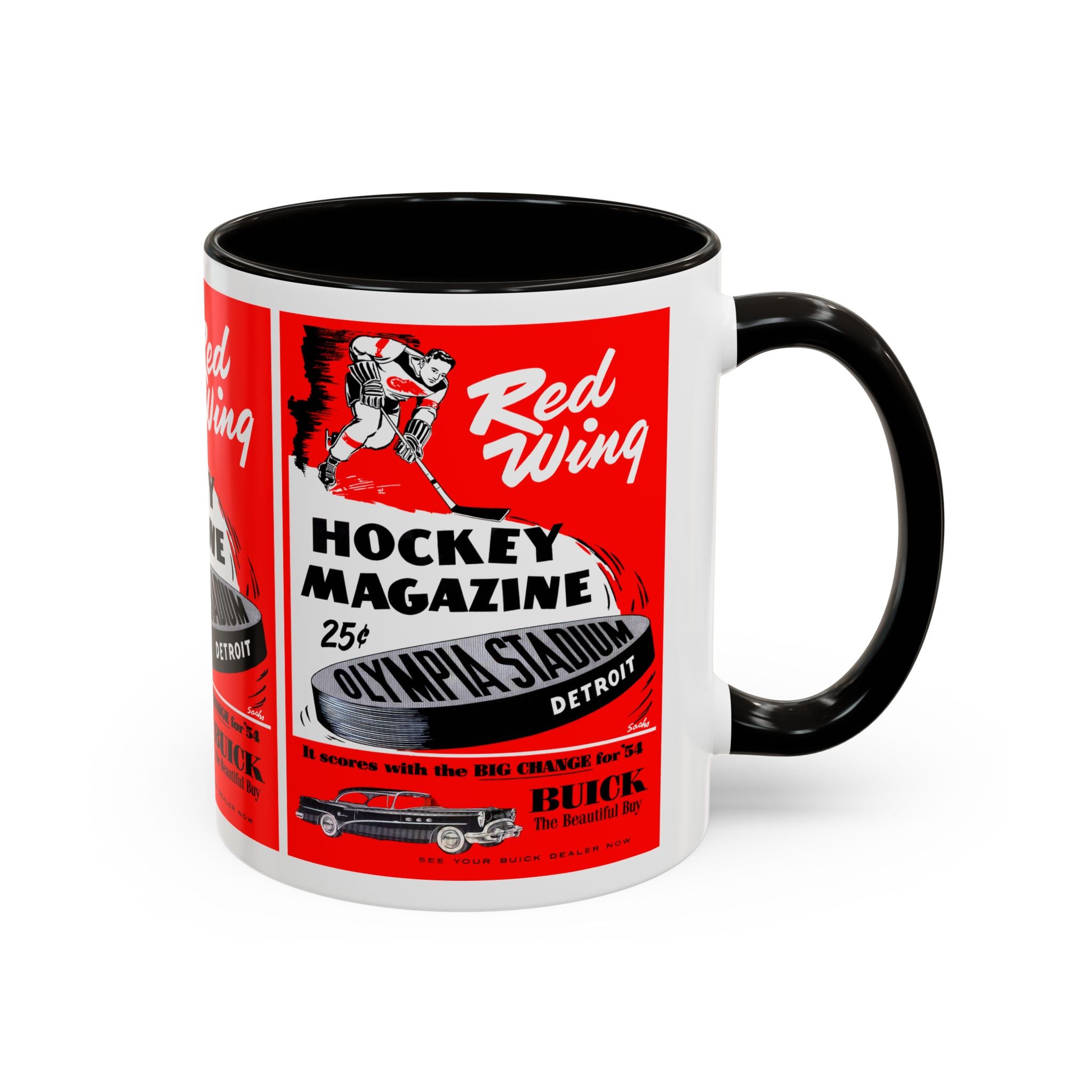 1954 Detroit Red Wings Hockey Program Cover 11oz Colorful Mug, Sports Fan Gift, Hockey Lover Mug