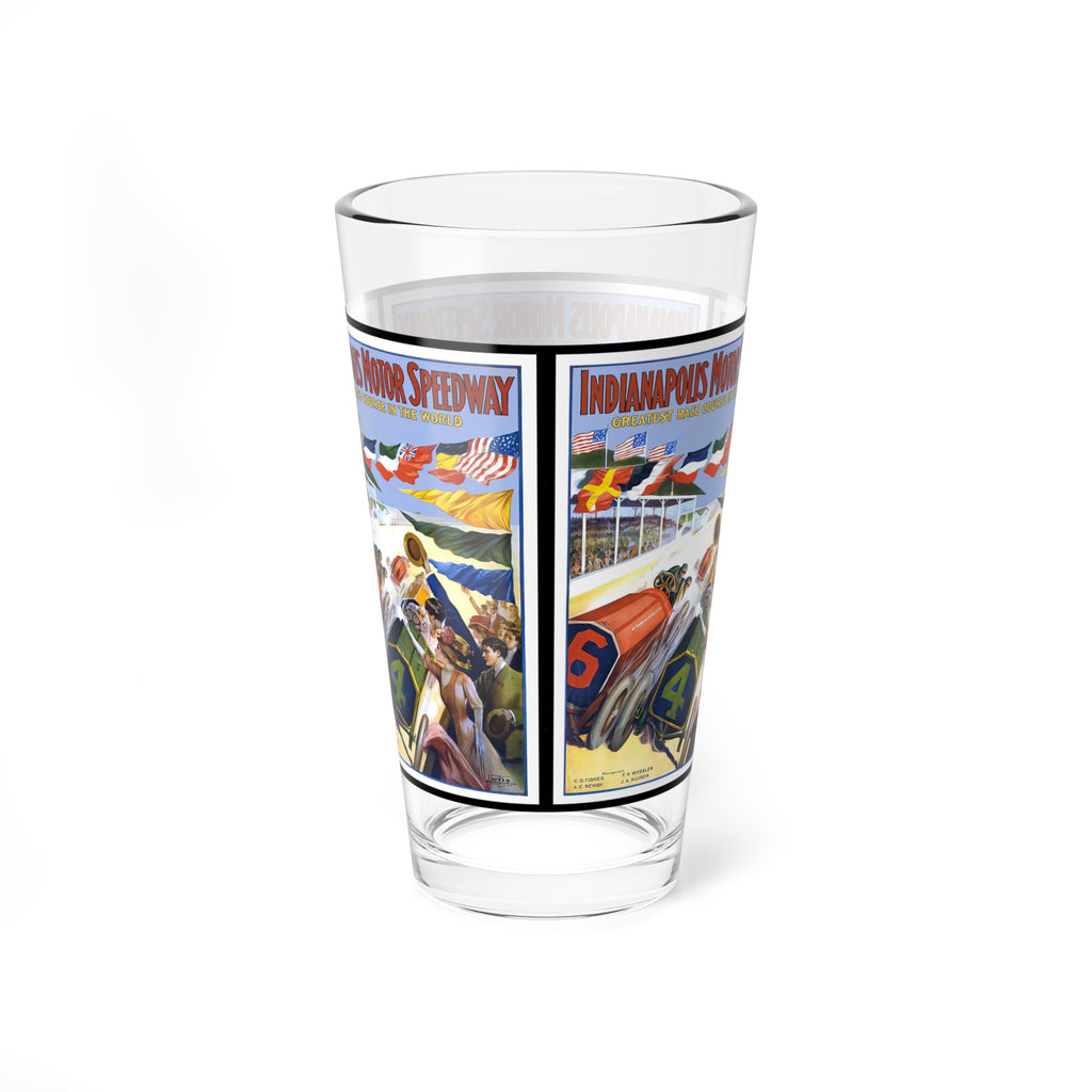 Pint Glass, 16oz - 1909 Indianapolis 500 Racing, Vintage Drinkware for Racing Fans, Retro Barware, Unique Gift for Car Enthusiasts