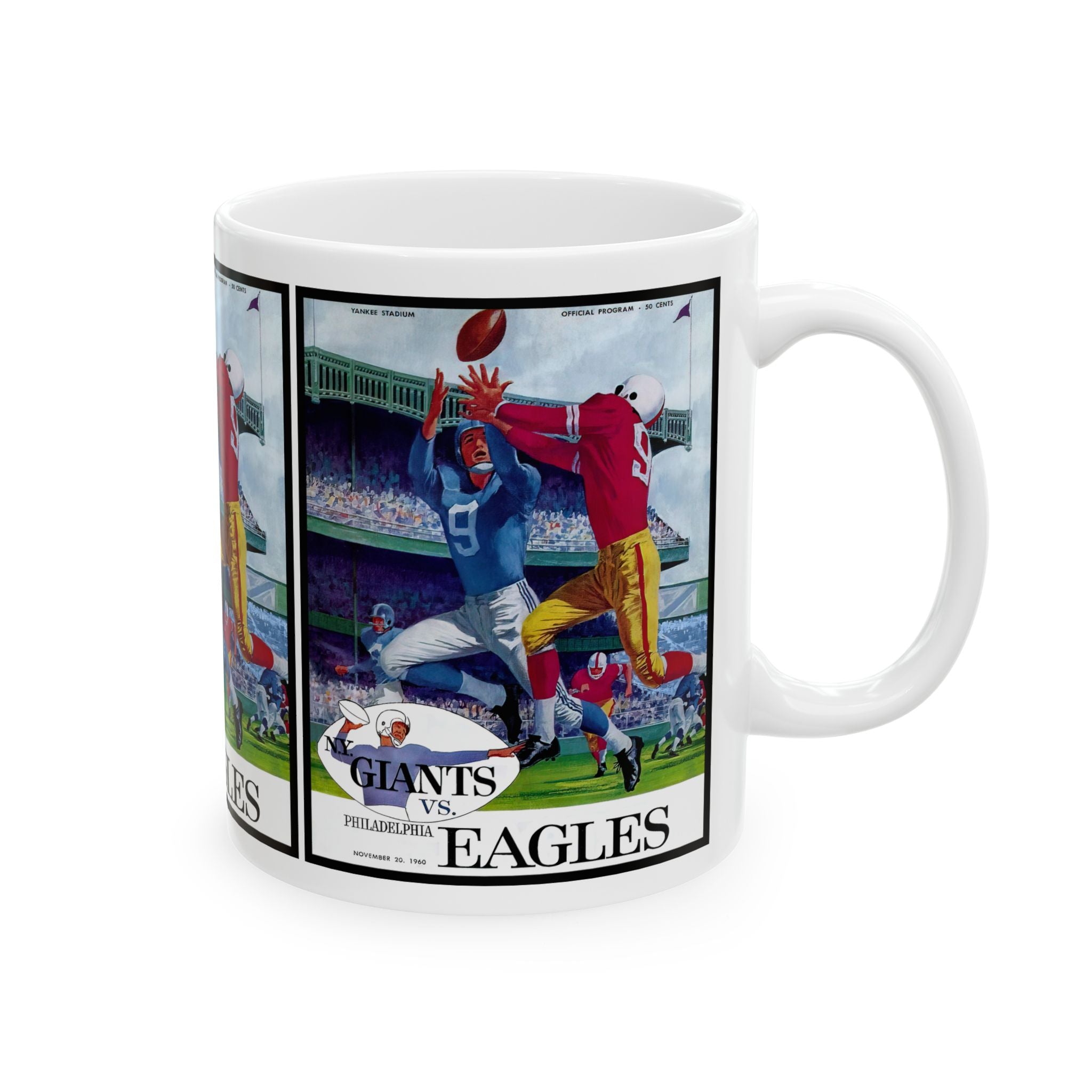 Football Ceramic Mug, 1960 New York Giants Philadelphia Eagles Fan Gift, Sports Coffee Cup, Team Spirit, Game Day Drinkware, Memorabilia