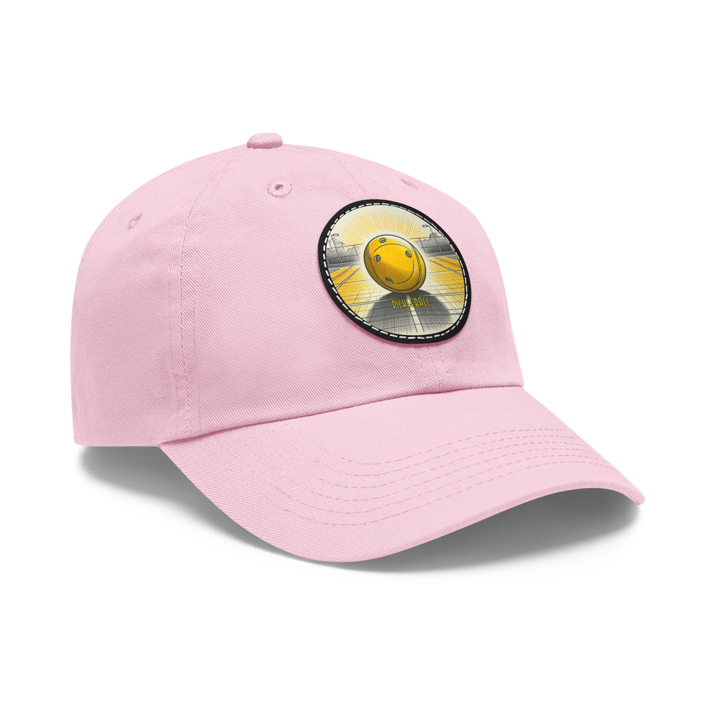 Pickleball - Dad Hat with Leather Patch (Round)