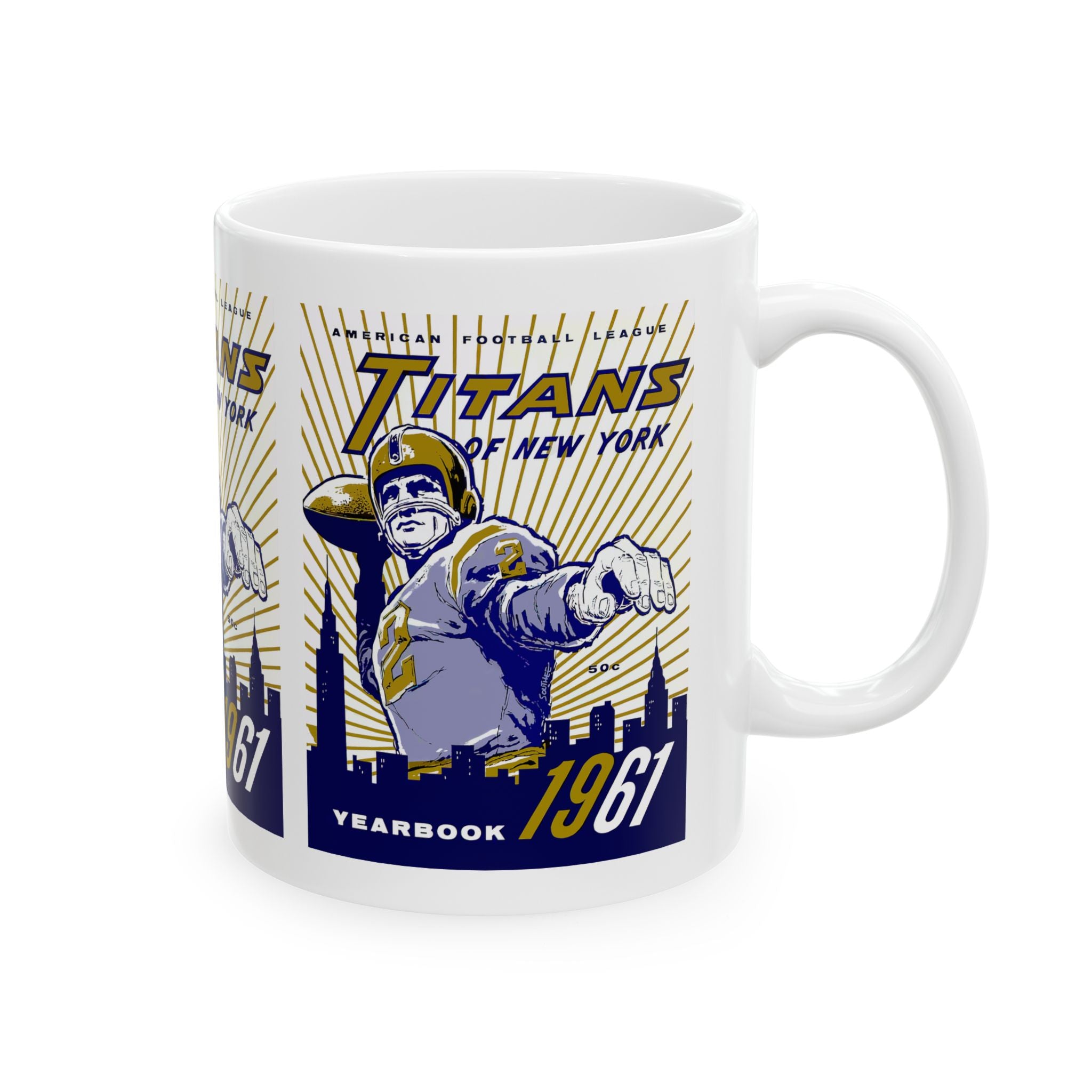 1961 Vintage New York Titans Football Yearbook Cover - - Ceramic Mug, 11oz