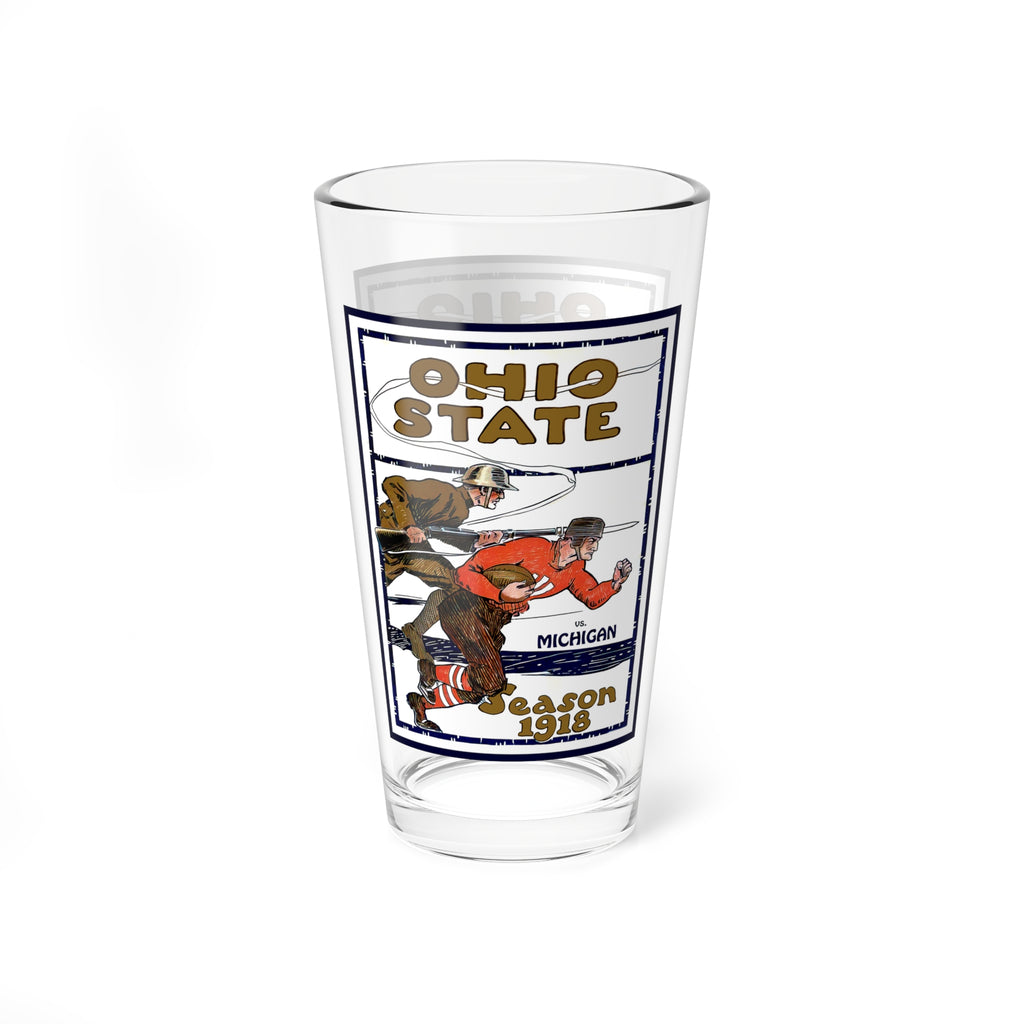 Mixing Glass, 16oz - Vintage 1918 Football Ohio State-Michigan, Perfect for Game Day Drinks, Football Fans Gift, Sports Barware, Tailgating
