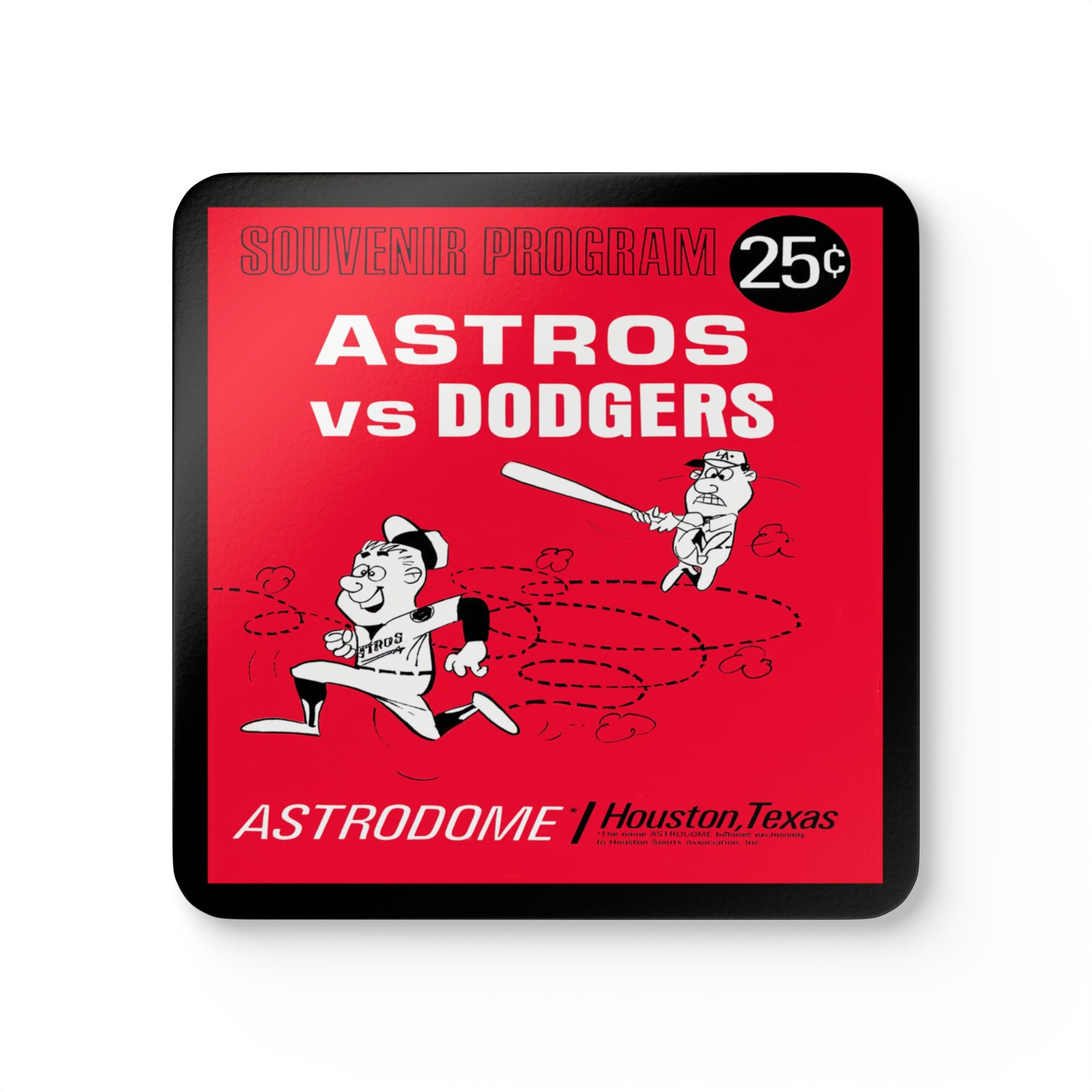 1966 Vintage Houston Astros - Los Angeles Dodgers Program Cover - Corkwood Coaster Set