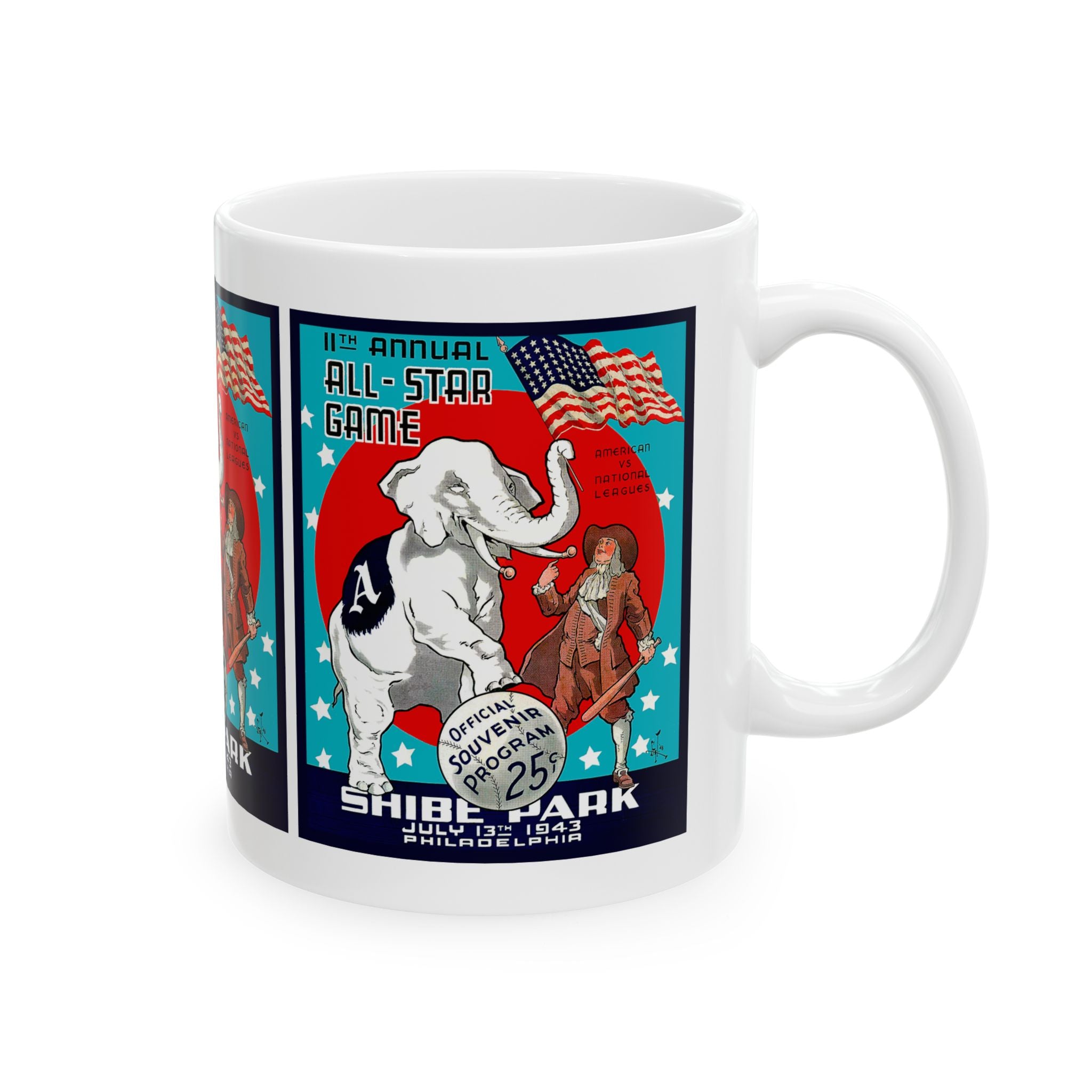 1943 Vintage All-Star Baseball Game Program Cover - Shibe Park, Philadelphia  - Ceramic Mug, 11oz