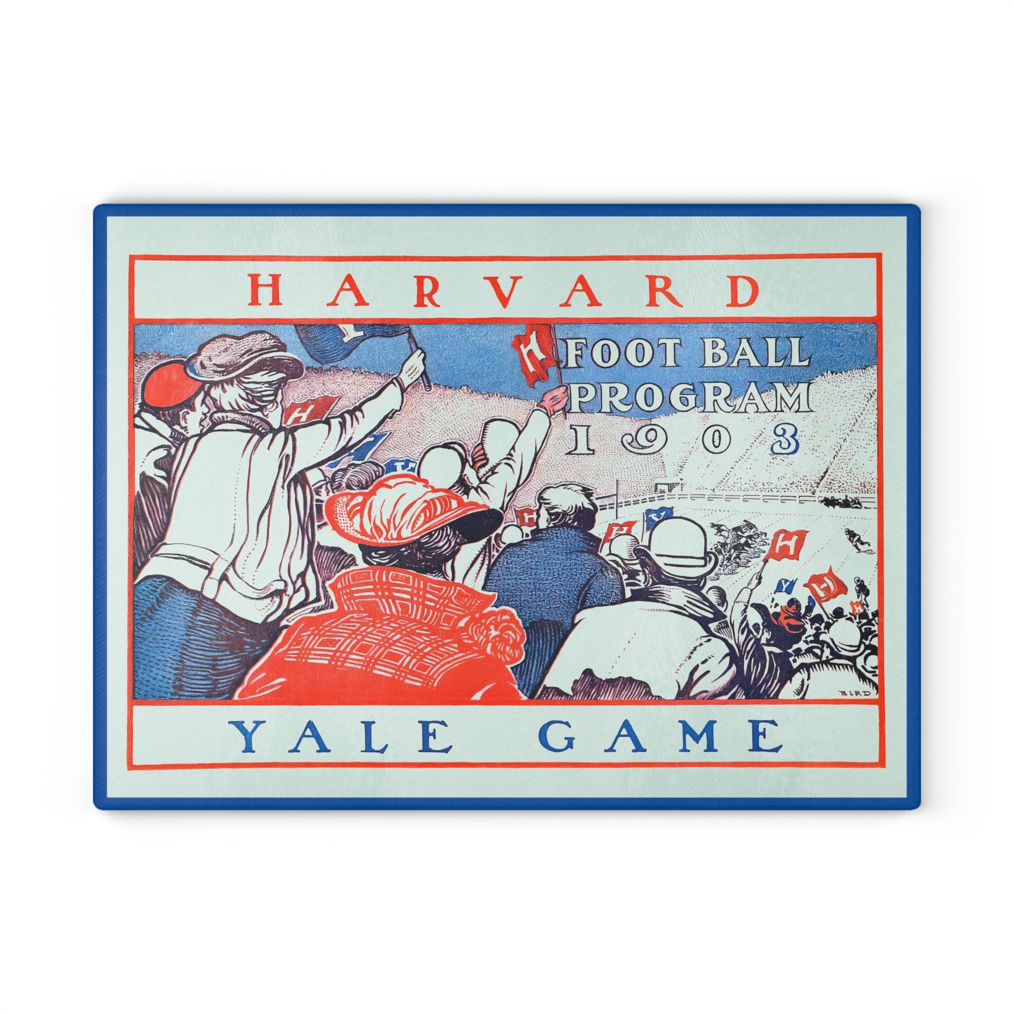 Vintage 1903 Harvard-Yale Football Glass Cutting Board - Sports Fan Kitchen Decor, Game Day Party Host Gift, College Football Fanatics Gift,