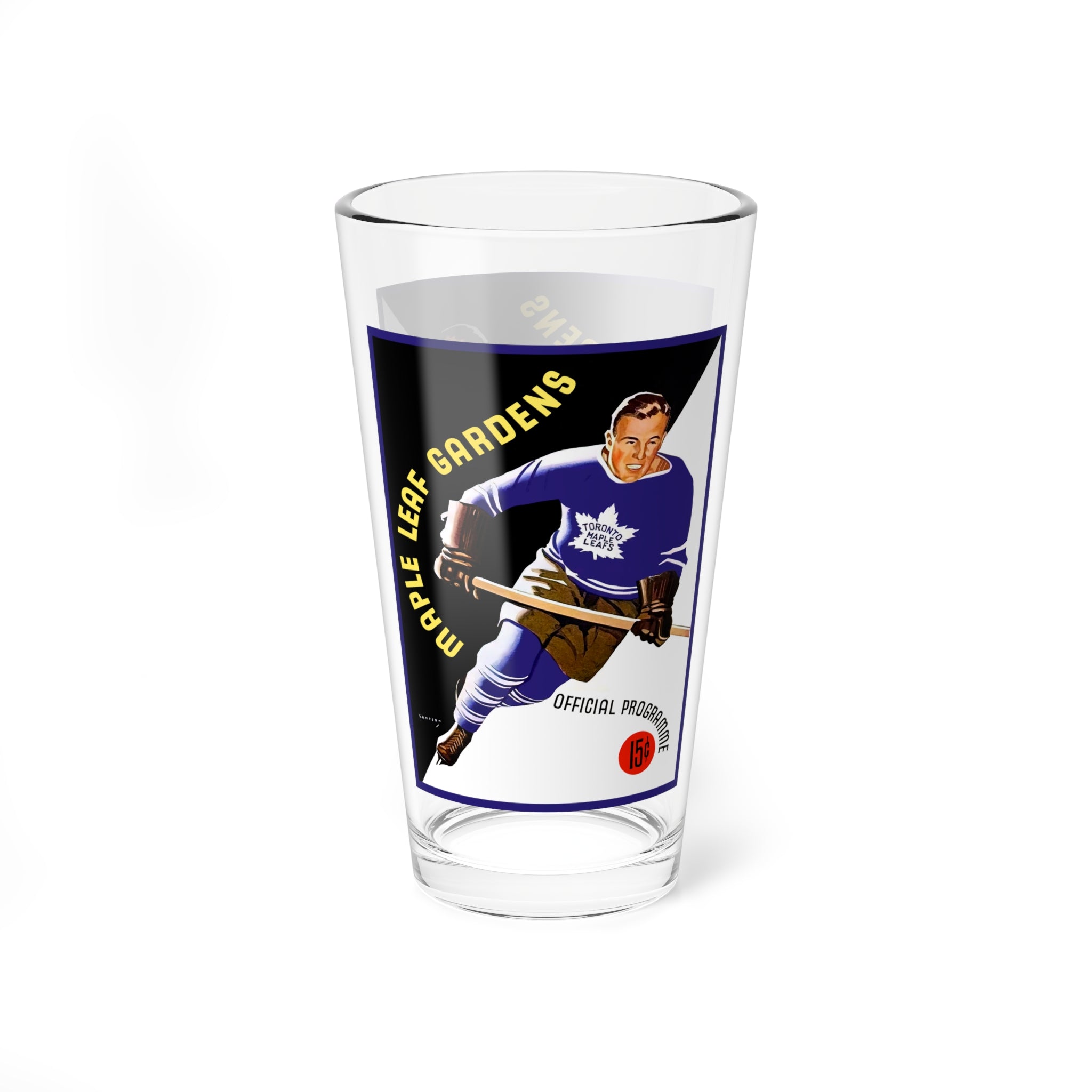 Mixing Glass, 16oz - 1938-1939 Hockey Toronto Maple Leafs, Gift for Sports Fans, Barware Decor, Vintage Hockey Theme Glass, Toronto Maple