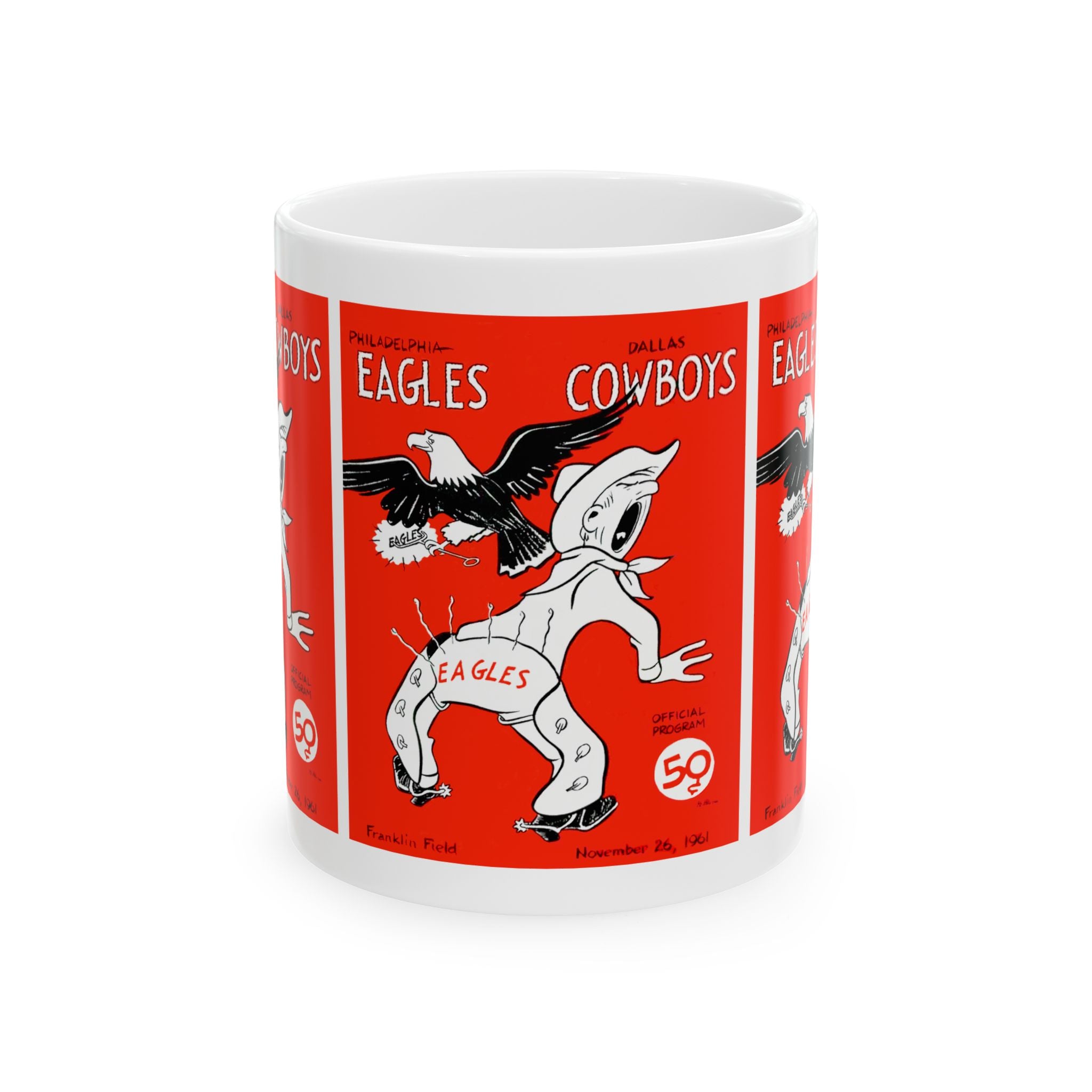 1961 Vintage Dallas Cowboys - Philadelphia Eagles Football Program Cover - Ceramic Mug, 11oz