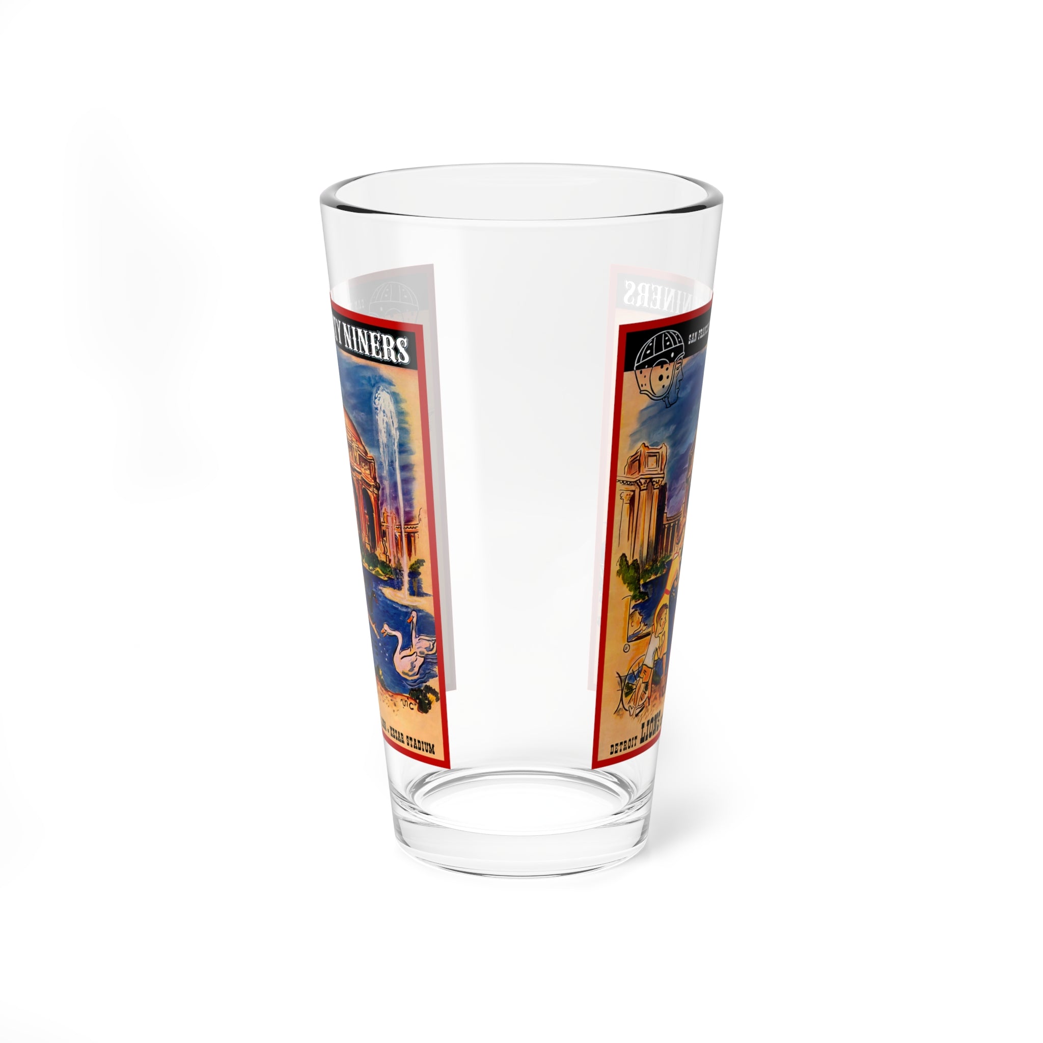 Mixing Glass, 16oz - Vintage 1950 Football San Francisco 49ers Detroit Lions Memorabilia, Barware Gift Idea, Sports Fan Decor, Game Day