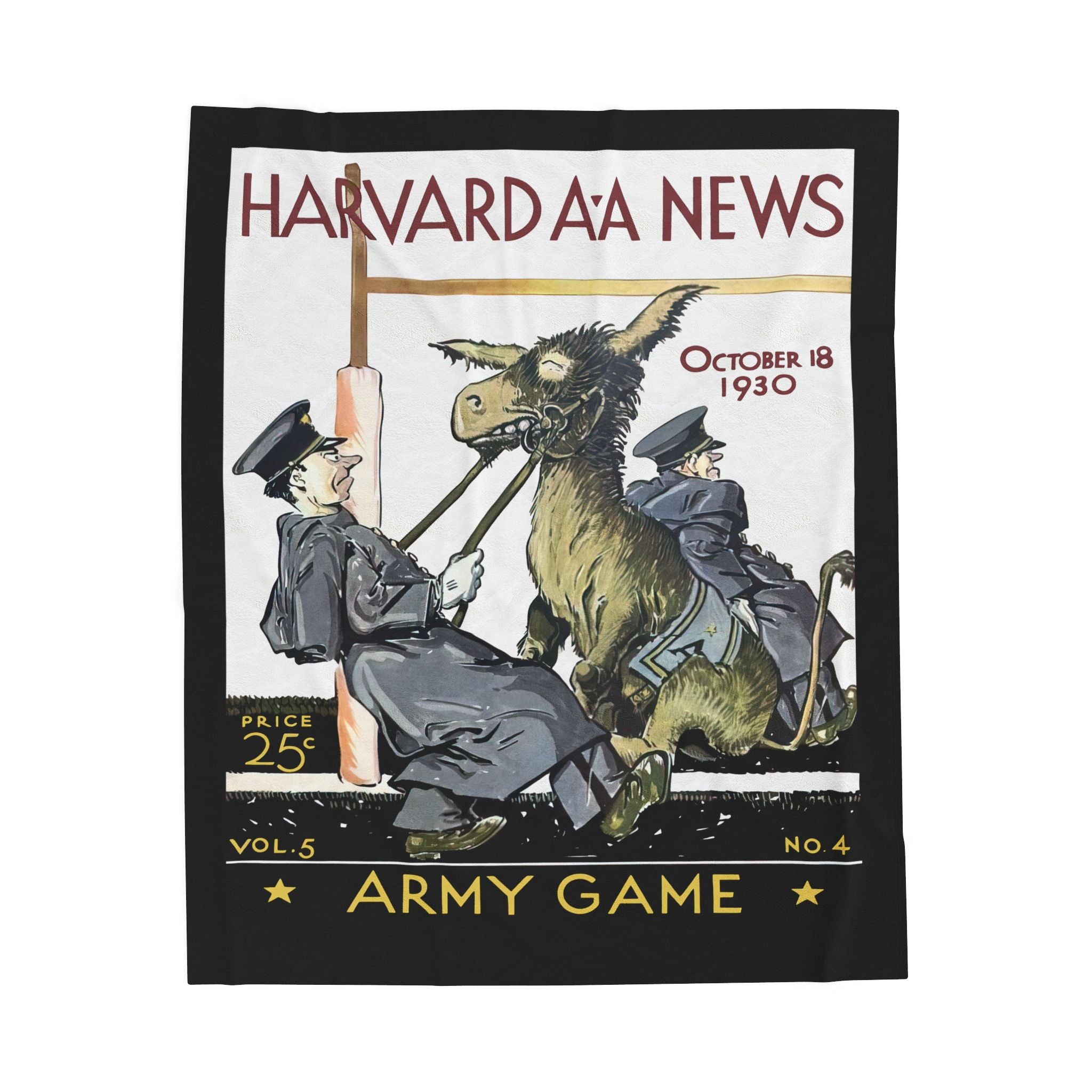 Velveteen Plush Blanket, Army-Harvard Football Program Cover, Cozy Throw, Vintage Sports Decor, Warm Bedding, Home Accent
