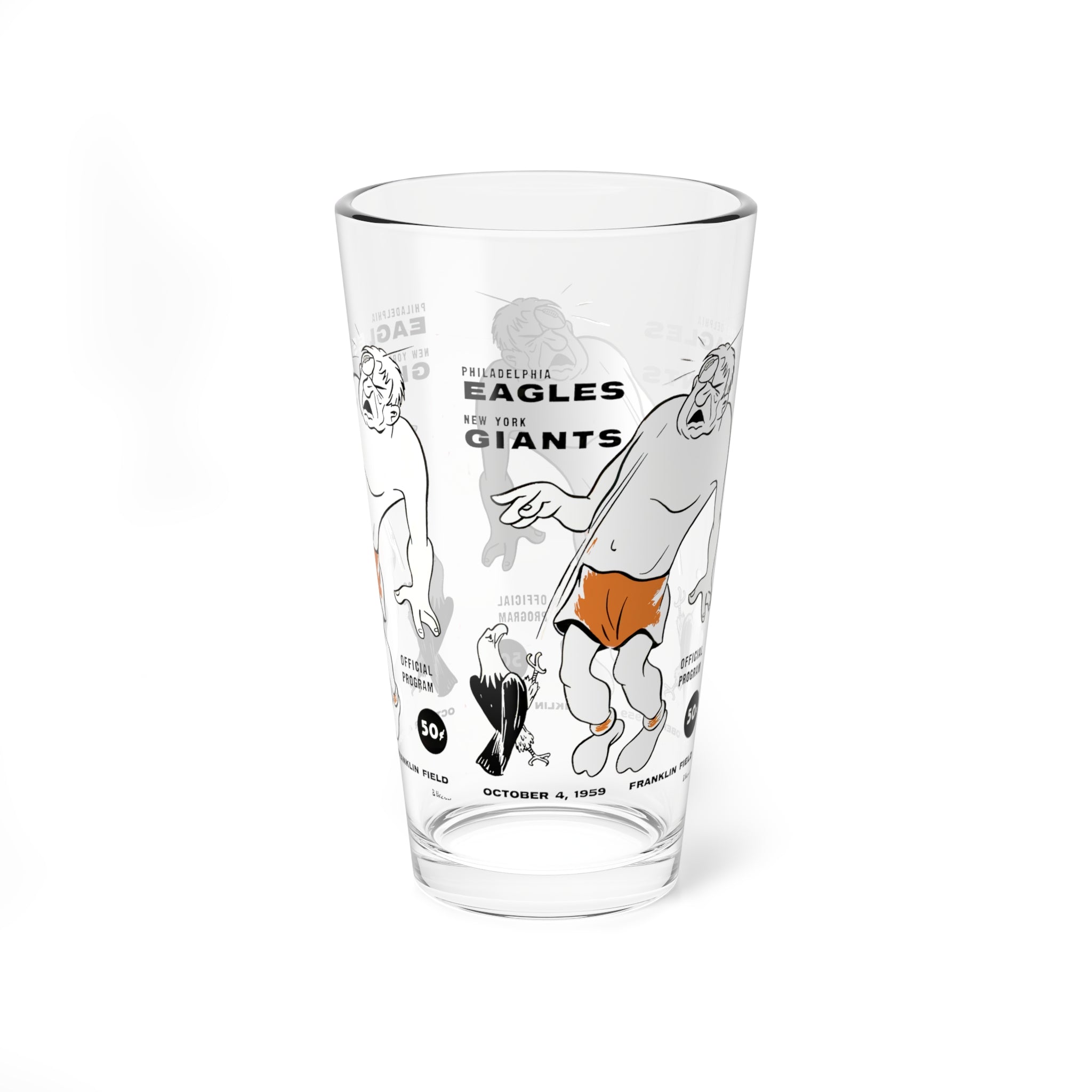 1959 Vintage New York Giants- Philadelphia Eagles Football Program Cover -  Pint Glass, 16oz